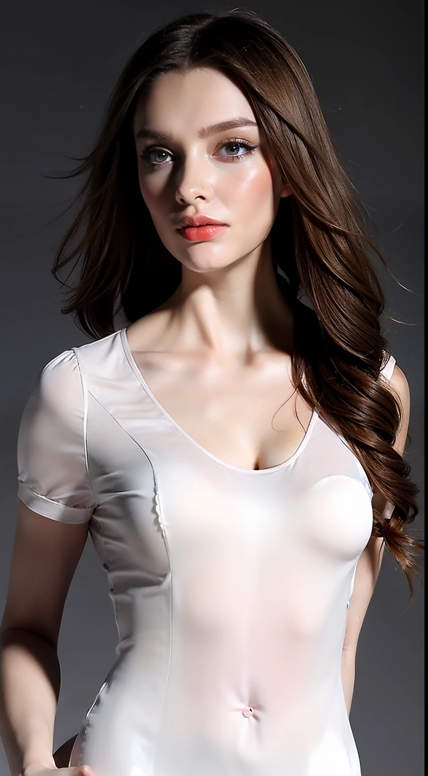 (Hyper Real), (illustratio), (A high resolution), (8K), (The is very detailed), (Most Best Illustration), (美丽细致的眼睛), (best qualtiy), (ultra - detailed), (tmasterpiece), (the wallpaper), (详细的脸), white apparel, 独奏, huge tit, (camel-toe)