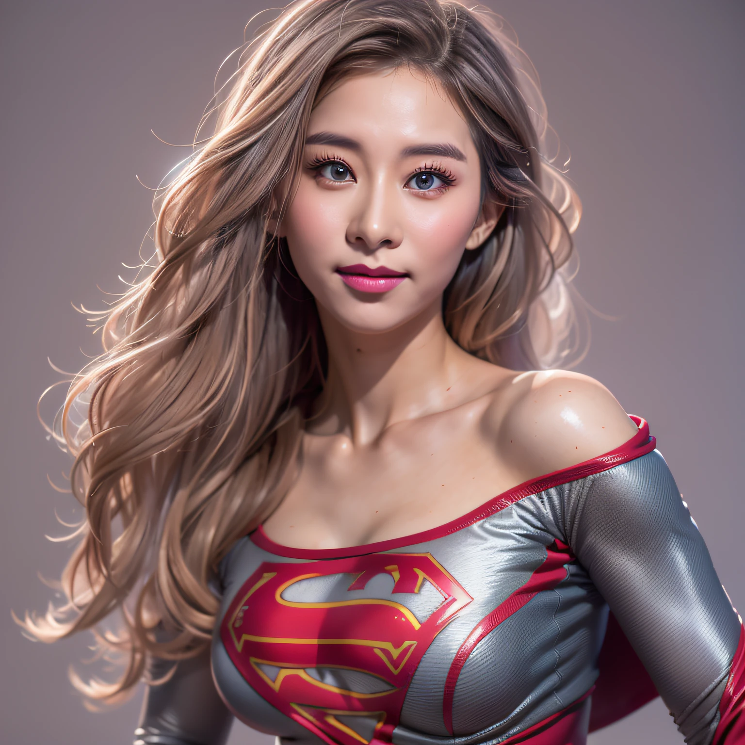 （Supergirl：2），Blush smile，photorealistic background，realisticlying，(RAW photogr:1.2),(真实感:1.4),hoang lap,Unbelievably ridiculous，hugefilesize，ultra - detailed，A high resolution，The is very detailed，Best quality at best，tmasterpiece，Very fine and beautiful，The is very detailed，CG，unified，8k wallpaper，Amazing Cleavage，finely detailled，tmasterpiece，Best quality at best，Perfect proportions,hdr,Brighten face,8K，raw data,