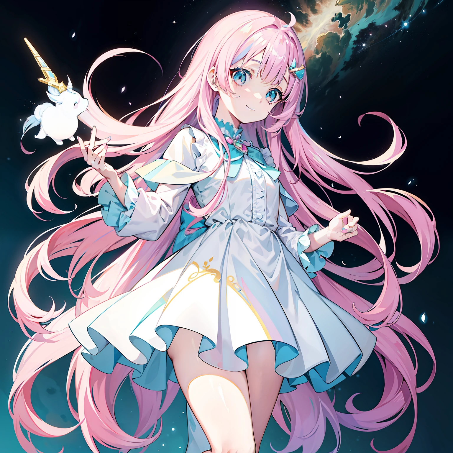 Three anime illustrations for a girl
Long hair and different postures, Unicorn core style, Rococo pastels, oshare kei, Cute girl, character design, old,ssmile,Delicate big eyes,Light pink and blue, Screenshot Saturday - AR 3:4 --s 750 --niji5