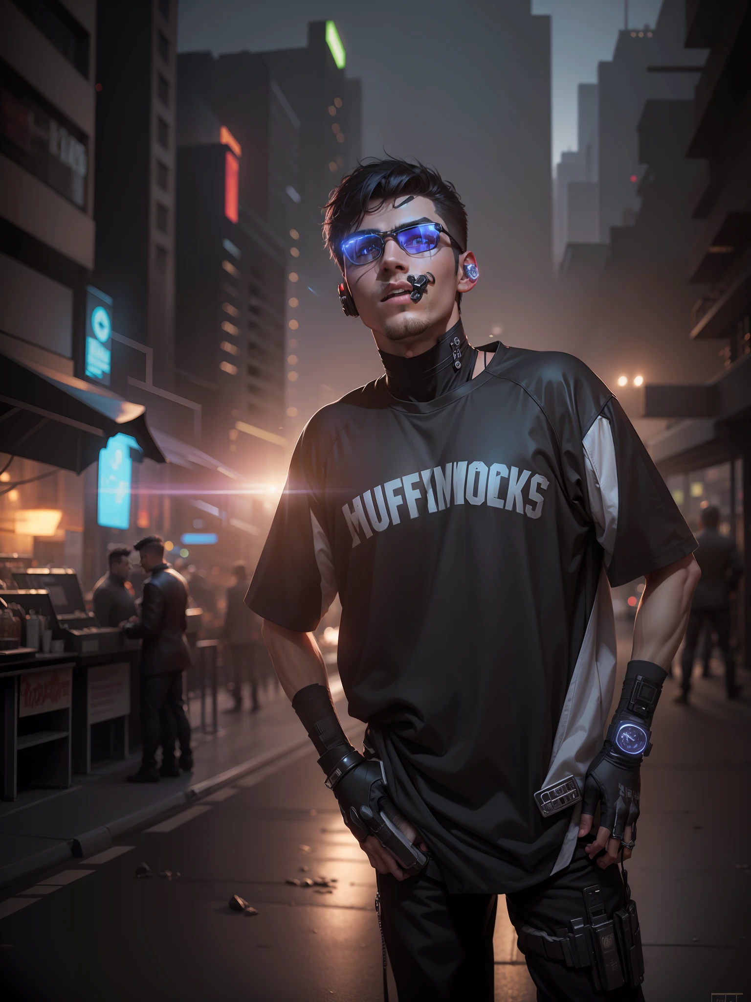 Change background cyberpunk handsome boy, realistic face, 8k, ultra realistic