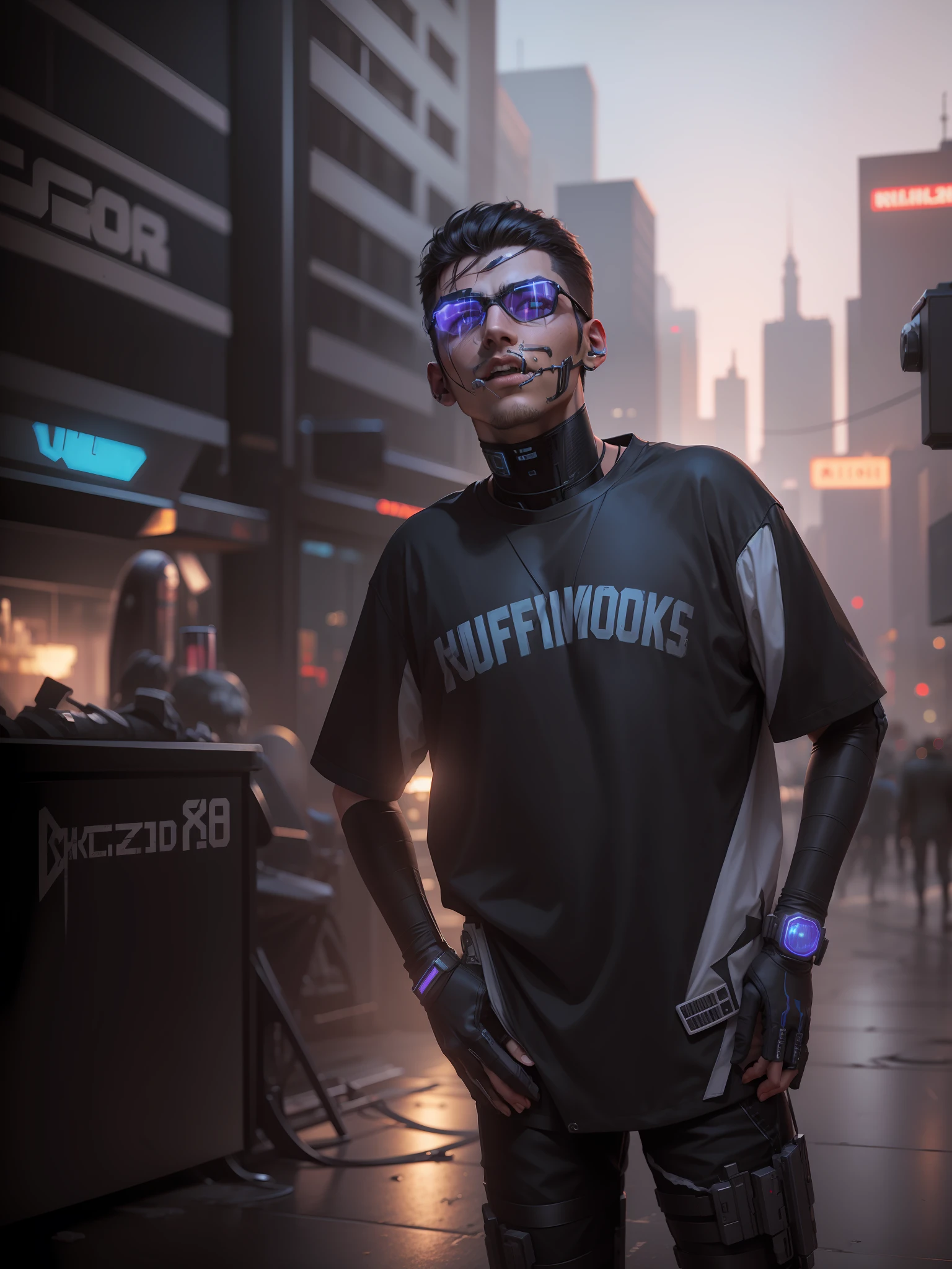 Change background cyberpunk handsome boy, realistic face, 8k, ultra realistic