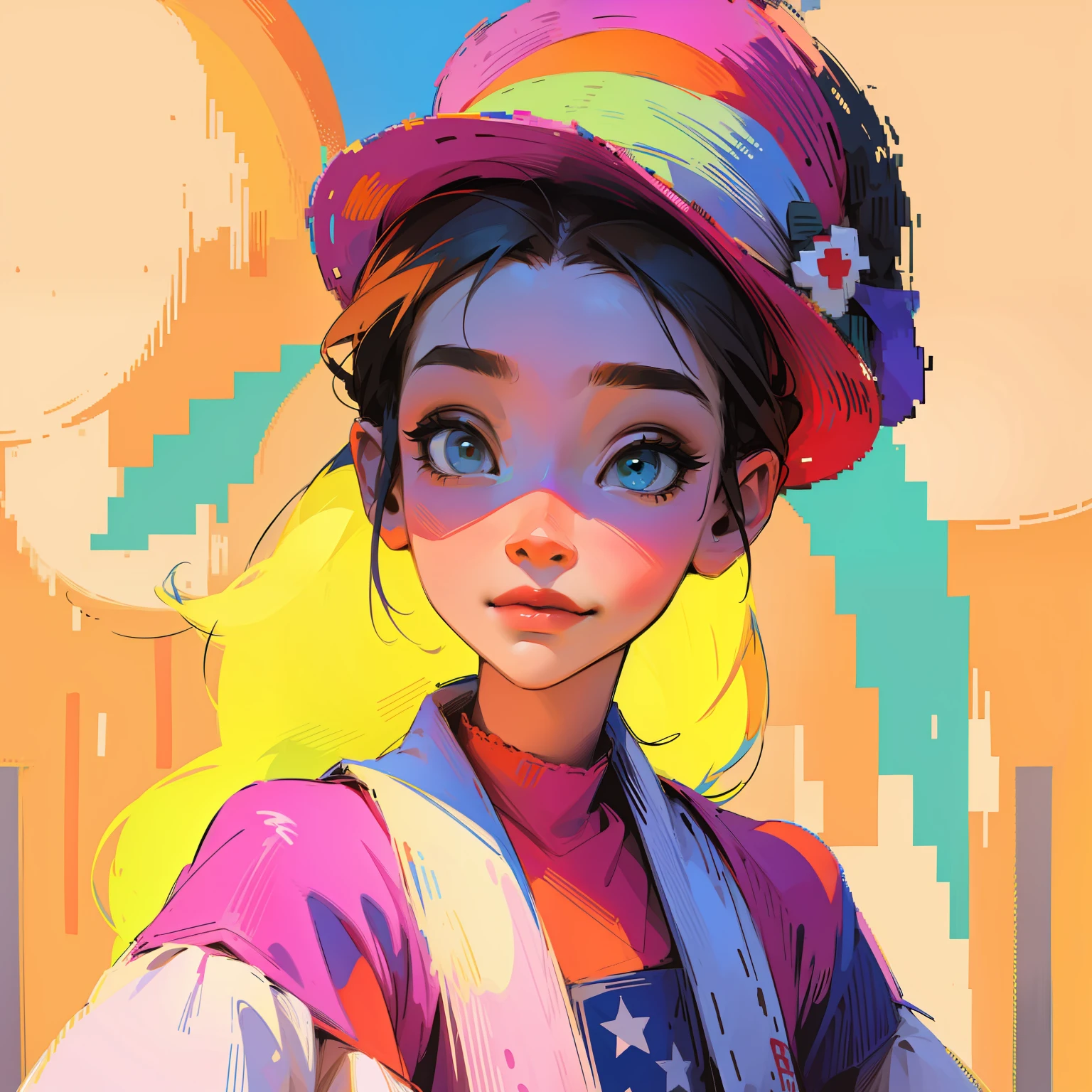 Pixel art、colourfull、Americana、Hats、portraitures