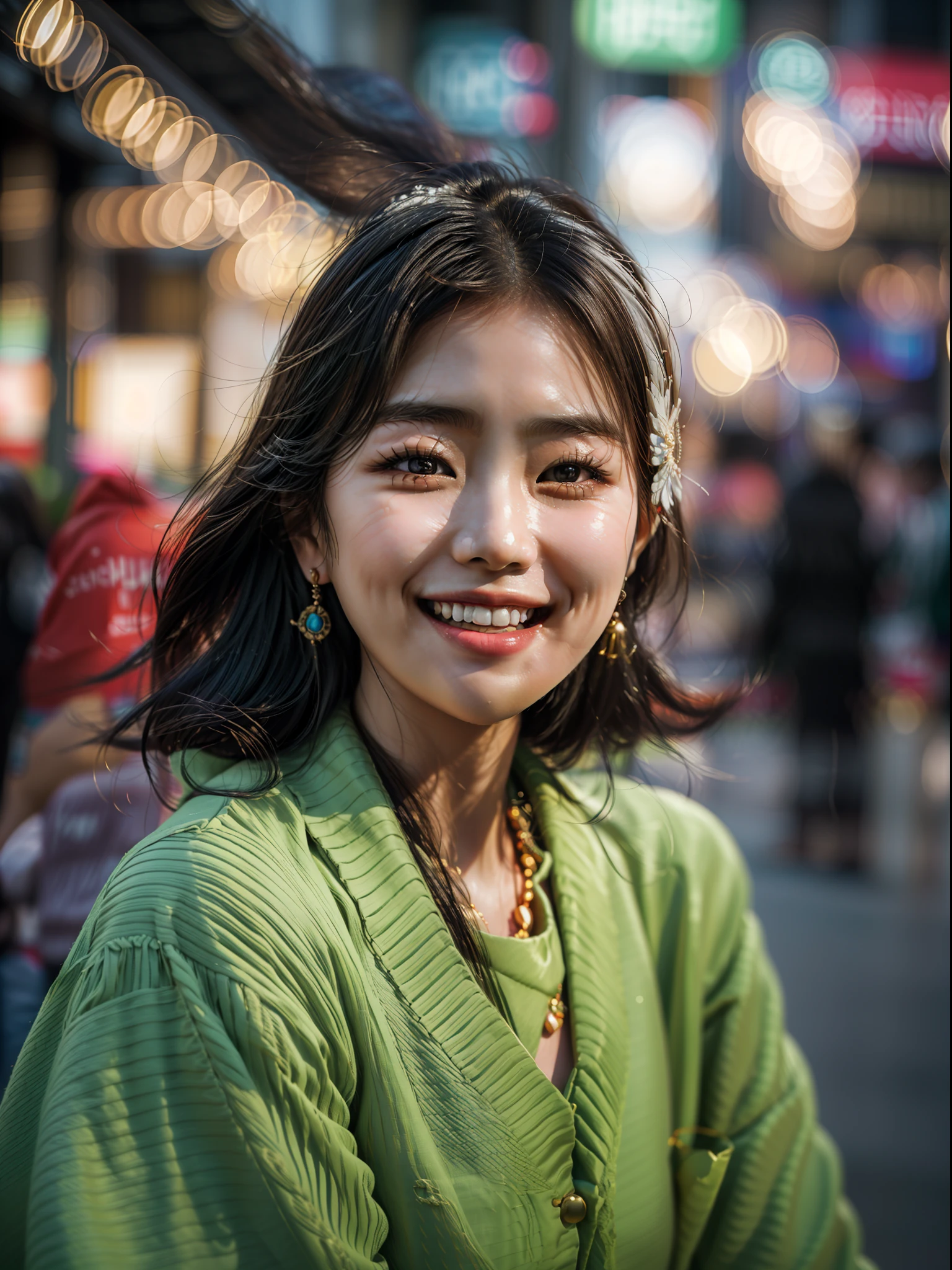 (masterpiece, high resolution:1.4), (portrait of a South Korean woman in Seoul:1.3), (capturing her radiant smile and joyful expression:1.3), (her clear and bright eyes exuding warmth and charm:1.3), (Canon EOS R6 camera, perfect for capturing stunning portraits:1.4), (paired with the Canon RF 50mm f/1.8 STM lens:1.4), (her face perfectly symmetrical and beautifully illuminated:1.3), (a representation of South Korean beauty and elegance:1.1), (standing confidently on the vibrant streets of Seoul:1.1), (the bustling cityscape adding a dynamic backdrop to the photo:1.1), (her casual attire reflecting her modern and trendy style:1.3), (the joyous atmosphere of Seoul palpable in her smile:1.1), (a moment of genuine happiness and authenticity frozen in time:1.1), (a captivating blend of urban life and human connection:1.1), (the woman's radiant spirit shining through her smile:1.1), (her smile brightening up the surroundings and captivating viewers:1.1), (a portrait that celebrates the spirit of Seoul and its people:1.1), (the woman's beauty emanating from within:1.1), (a seamless blend of casual elegance and modernity:1.1), (the streets of Seoul reflecting the city's vibrant culture and energy:1.1), (an image that captures the essence of South Korean hospitality and warmth:1.1), (a delightful portrayal of a woman enjoying life's simple pleasures:1.1), (her smile radiating positivity and charm:1.1), (an authentic representation of the beauty and spirit of South Korea:1.1), (the 50mm lens capturing every detail of her captivating smile:1.2), (a photo that encapsulates the spirit of Seoul's bustling streets and its people:1.1), (a heartwarming portrait that resonates with viewers worldwide:1.1)