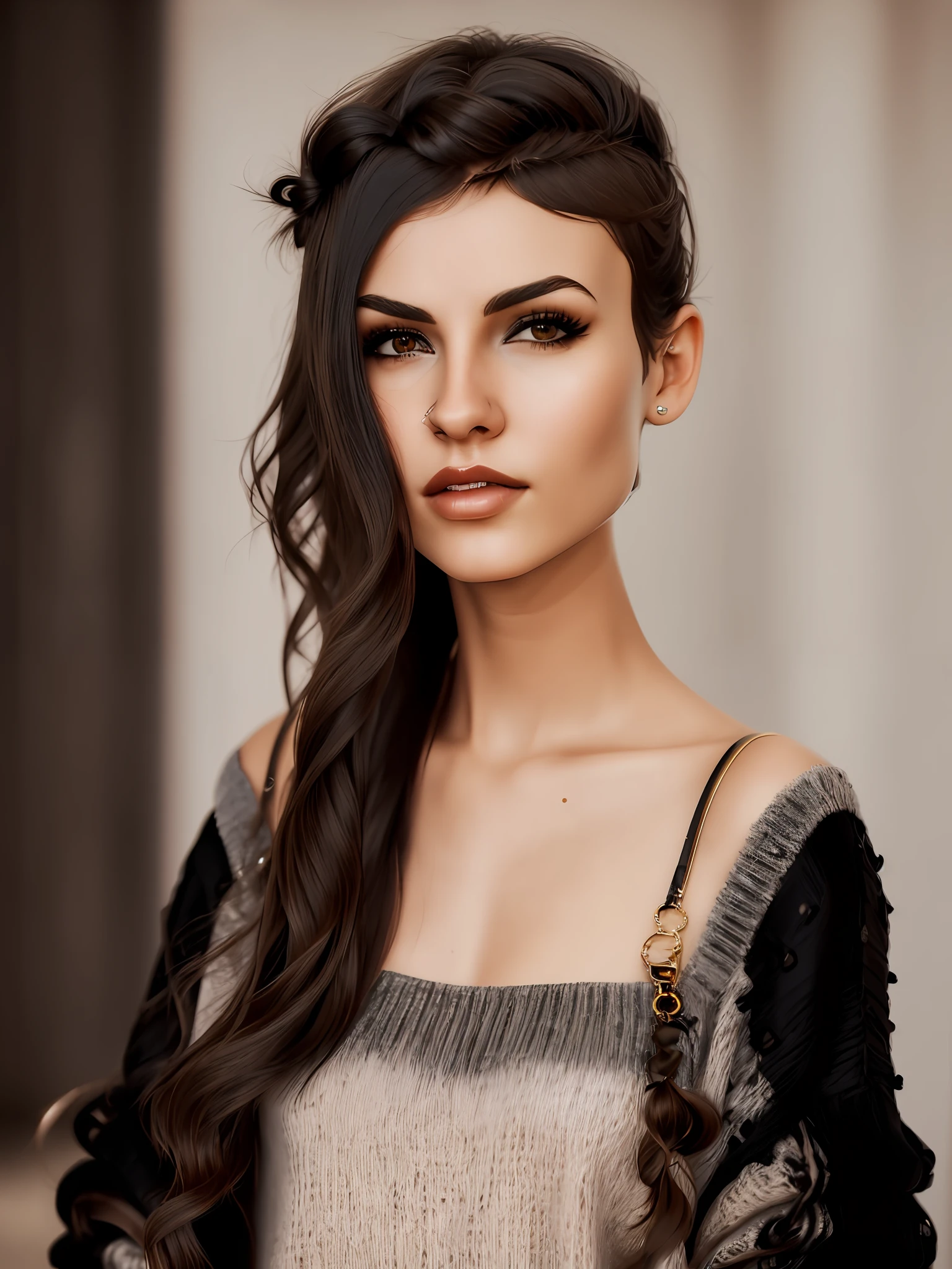 (masterpiece:1.3), (8k, photorealistic, RAW photo, best quality: 1.4), (1girl), beautiful face, (realistic face), (black hair, short hair:1.3), beautiful hairstyle, realistic eyes, beautiful detailed eyes, (realistic skin), beautiful skin, (sweater), absurdres, attractive, ultra high res, ultra realistic, highly detailed, golden ratio