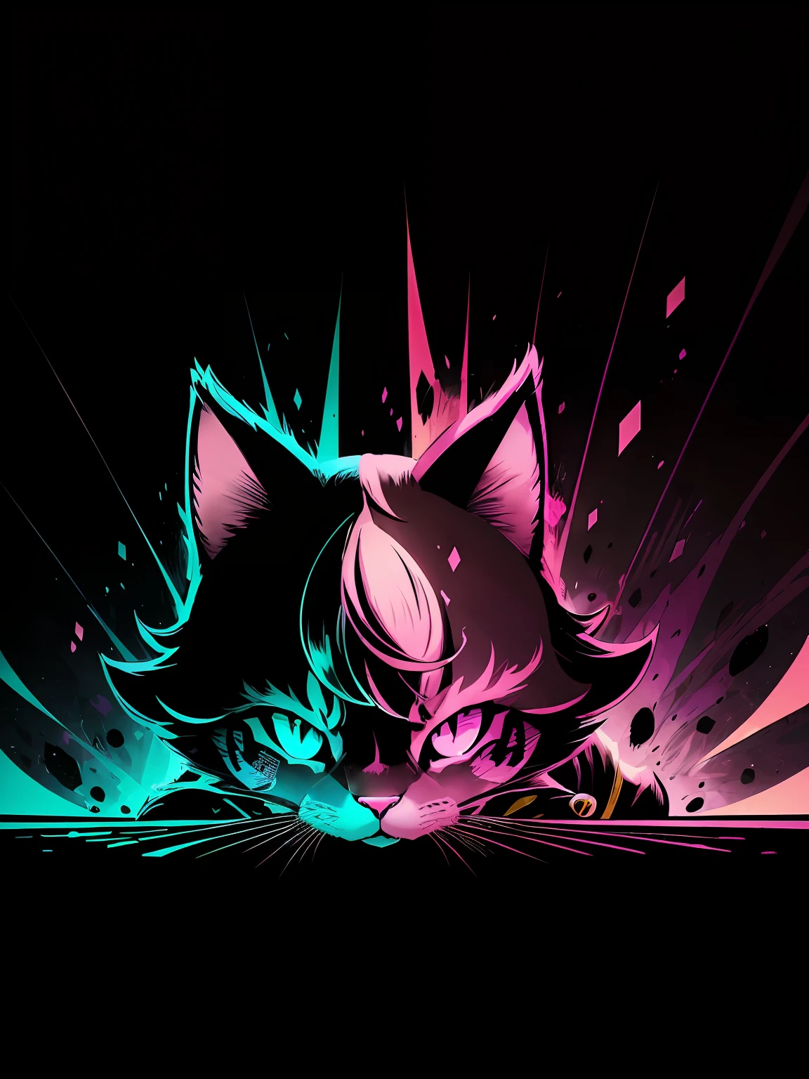 comic character,Sharp silhouette,intense shading,Dynamic stance,gorgeous colorful clothing,adorable expression,Vivid background details,Well-designed special effects。Fluffy pink cat girl,Cute round face,A shy expression on his face