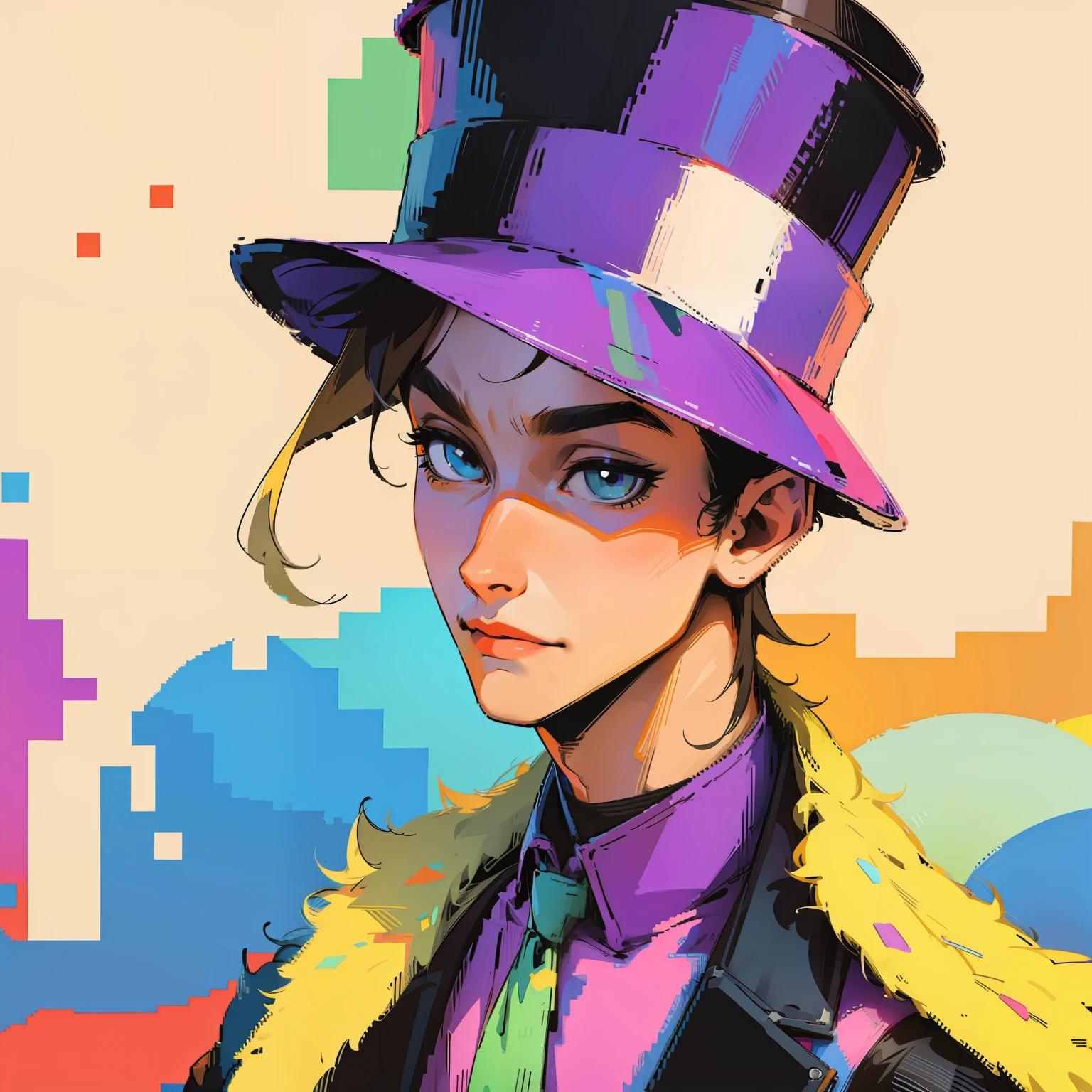 Pixel art、colourfull、male people、Hats、portraitures