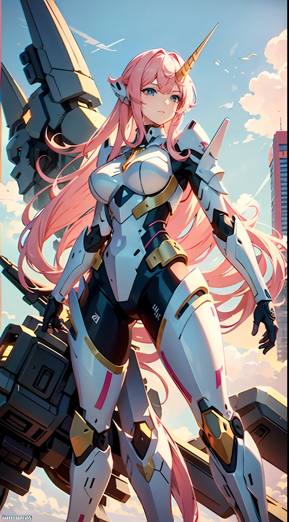 Unicorn，mythological beasts，A large robot stands on a platform，female mecha， The best anime 4k konachan wallpaper， Detailed digital anime art， anime mecha aesthetic， detailed anime art， Detailed anime artwork， Anime wallpapers 4 k， Anime wallpaper 4K， advanced digital anime art， 4K anime wallpaper， Badass anime 8 K， Anime art wallpaper 4k， Anime art wallpaper 4 K