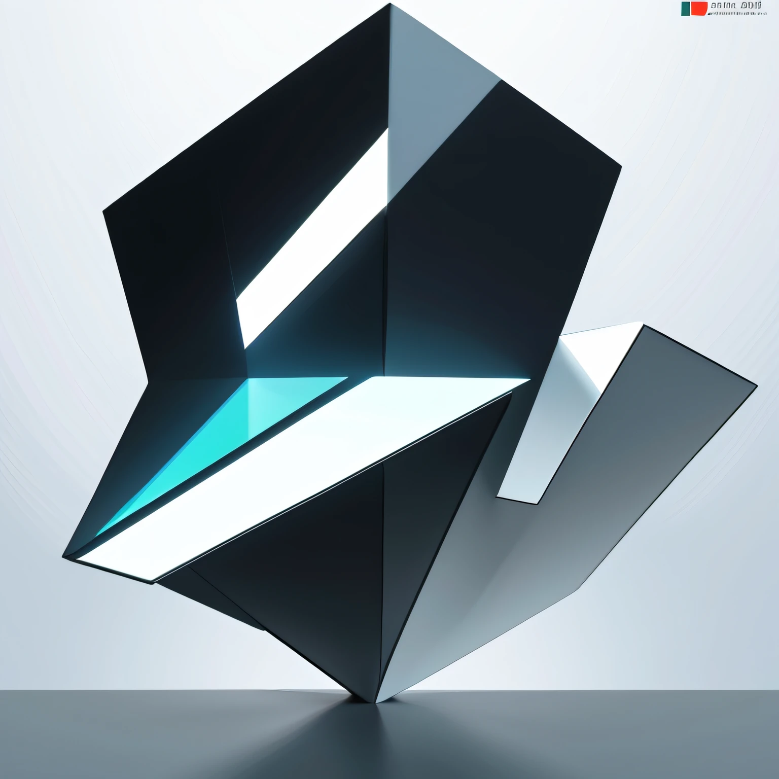 There is a very large black and white object，With blue light, geometric 3 d render, geometric 3d render, 3d geometric abstract art, 3d abstract render overlayed, abstract geometric sculpture, epic 3 d abstract model, abstract 3 d artwork, abstract geometrical shapes, rendered in keyshot, abstract conceptual, abstract 3d rendering, Futuristic look