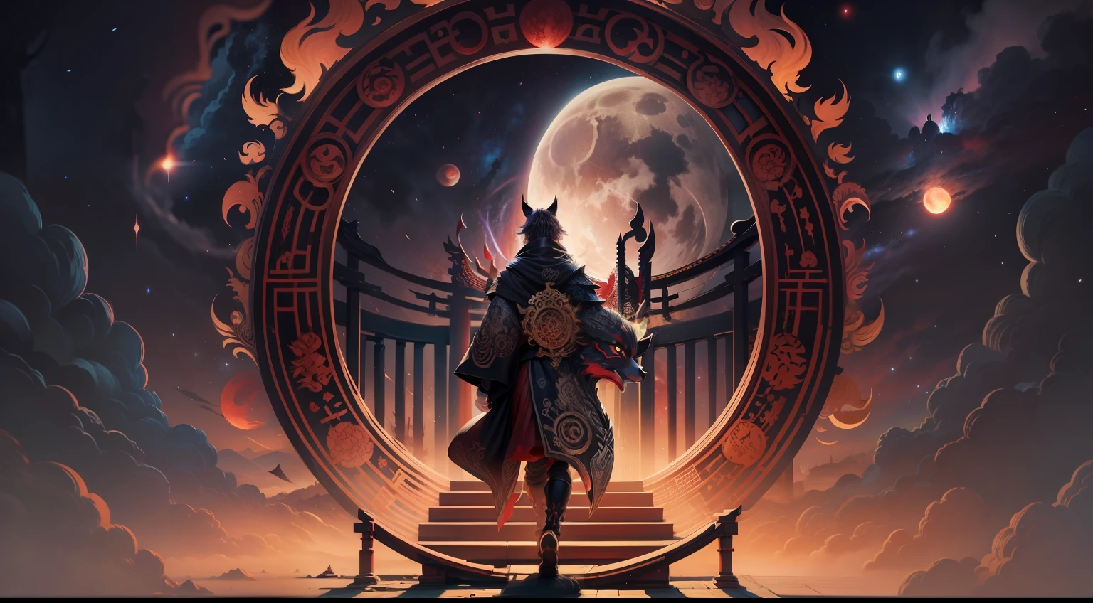 Foxgod,Messenger of God、Fanciful、Apocalypse、Countless torii gates、Big black presence、Red Night、Resistance、Galaxy、Red Moon、mandalas、Graphic Noise