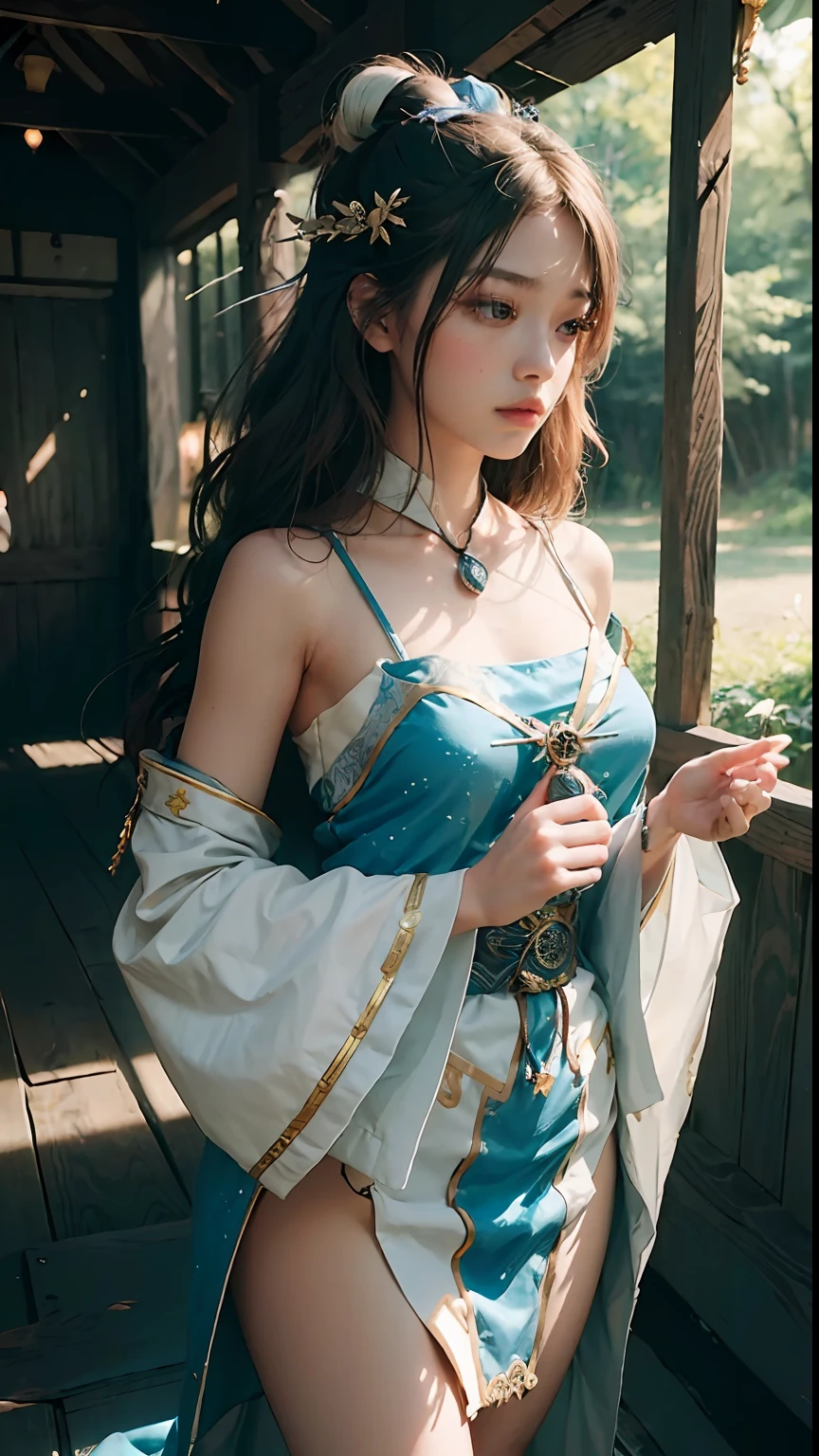 (1girl:1.3),solo,__body-parts__,
official art, unity 8k wallpaper, ultra detailed, beautiful and aesthetic, beautiful, masterpiece, best quality,Fantastical Atmosphere, Calming Palette, Tranquil Mood, Soft Shading,
Miko priestess, charm spell, talisman familiar, shrine maiden duties,