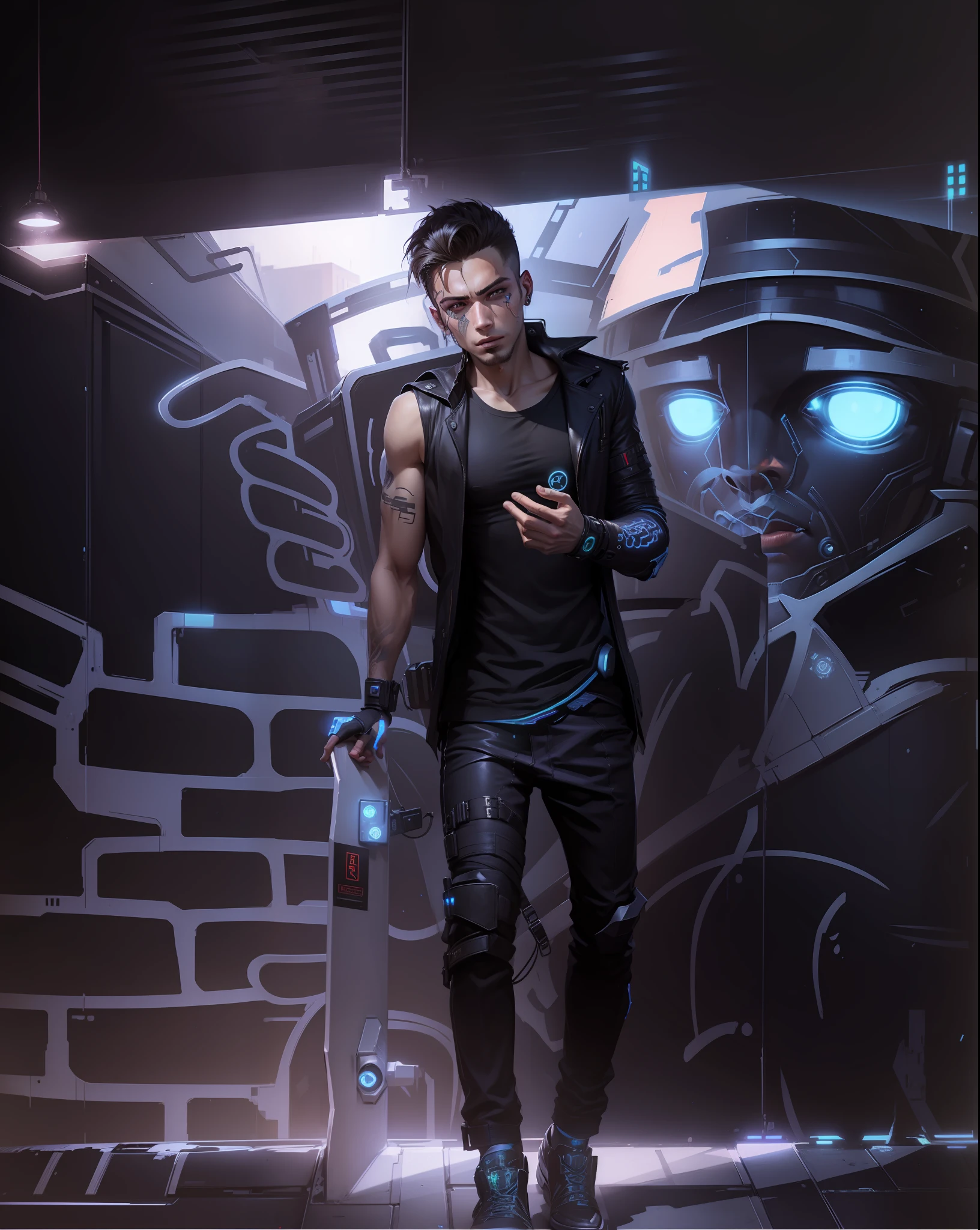 Change background cyberpunk handsome boy, realistic face, 8k, ultra realistic