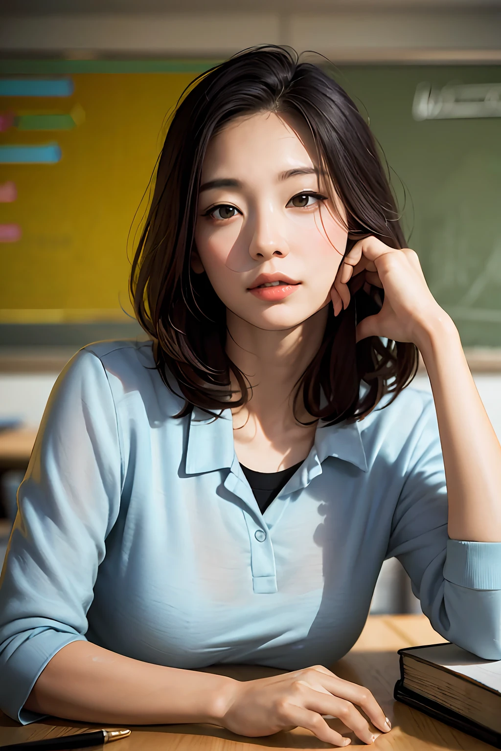 teachers，best qualtiy， tmasterpiece， realisticlying， photograph realistic