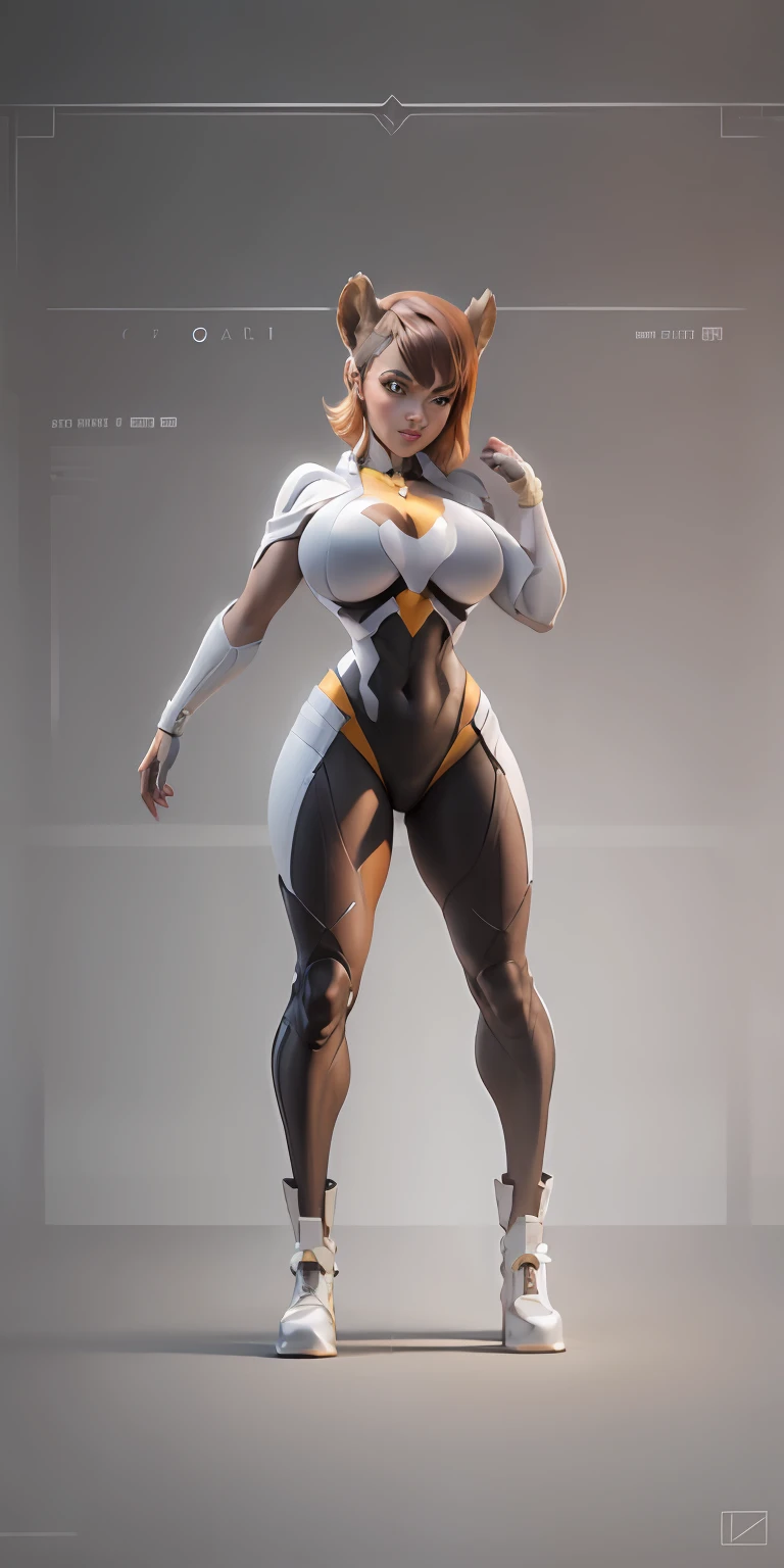 Squirrel Girl from Marvel, big breasts, frontal, full-length, looking at the camera, facing the audience, standing pose, simple background, three-dimensional light, detailed full-body concept, sleek digital concept art, beautiful full-body concept art, art trend, CGsociety full-length,