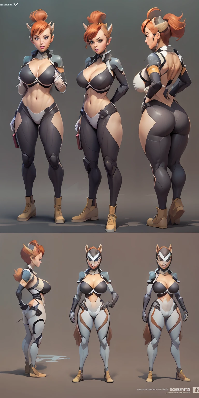 Squirrel Girl from Marvel, big breasts, frontal, full-length, looking at the camera, facing the audience, standing pose, simple background, three-dimensional light, detailed full-body concept, sleek digital concept art, beautiful full-body concept art, art trend, CGsociety full-length,