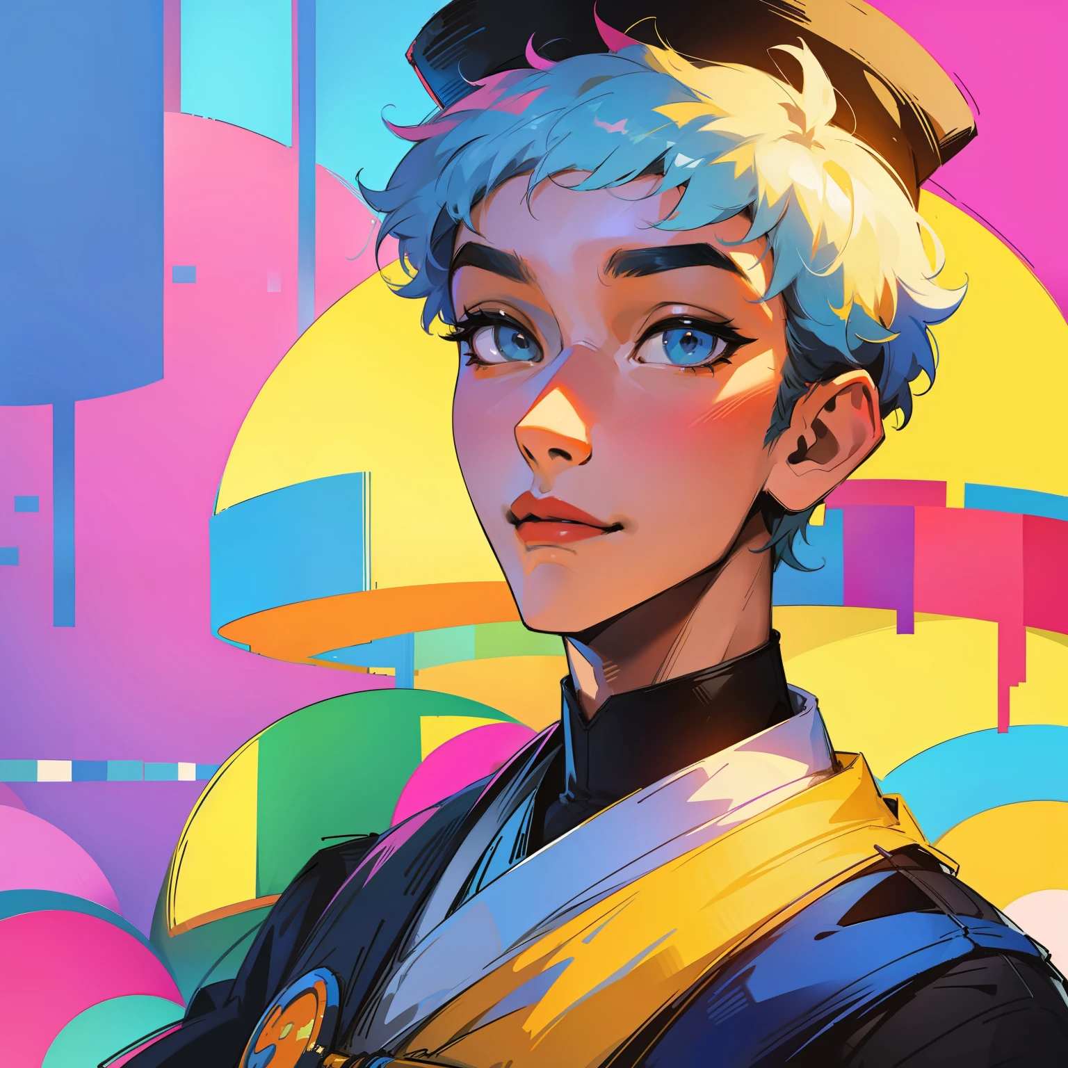 Pixel art、colourfull、male people、Hats、portraitures