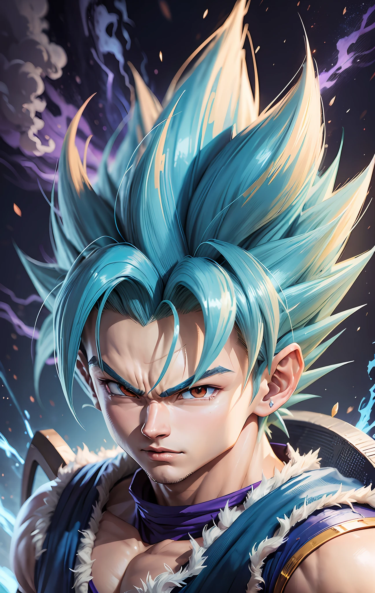 a cartoon image of a very young gohan with blond hair, holding a gun transforming into super blue saiyan, son goku, dragonball character, human goku, goku from dragon ball, transforming into ultra instinct, super sayian goku, super saiyan goku, goku, broly, goku portrait, highly detailed portrait of goku, portrait of goku, dragon ball artstyle, super dragon ball