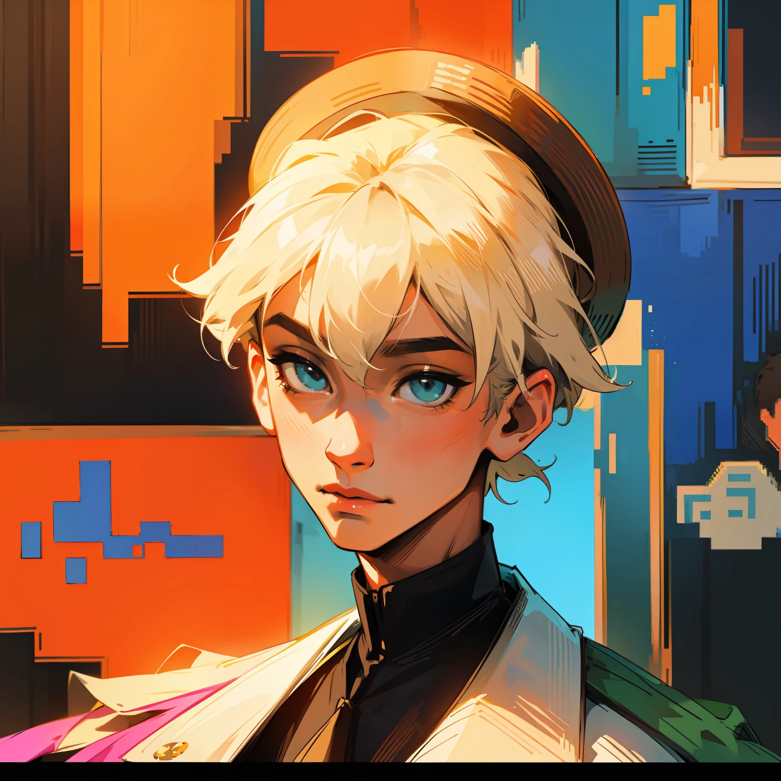 Pixel art、colourfull、male people、Hats、portraitures