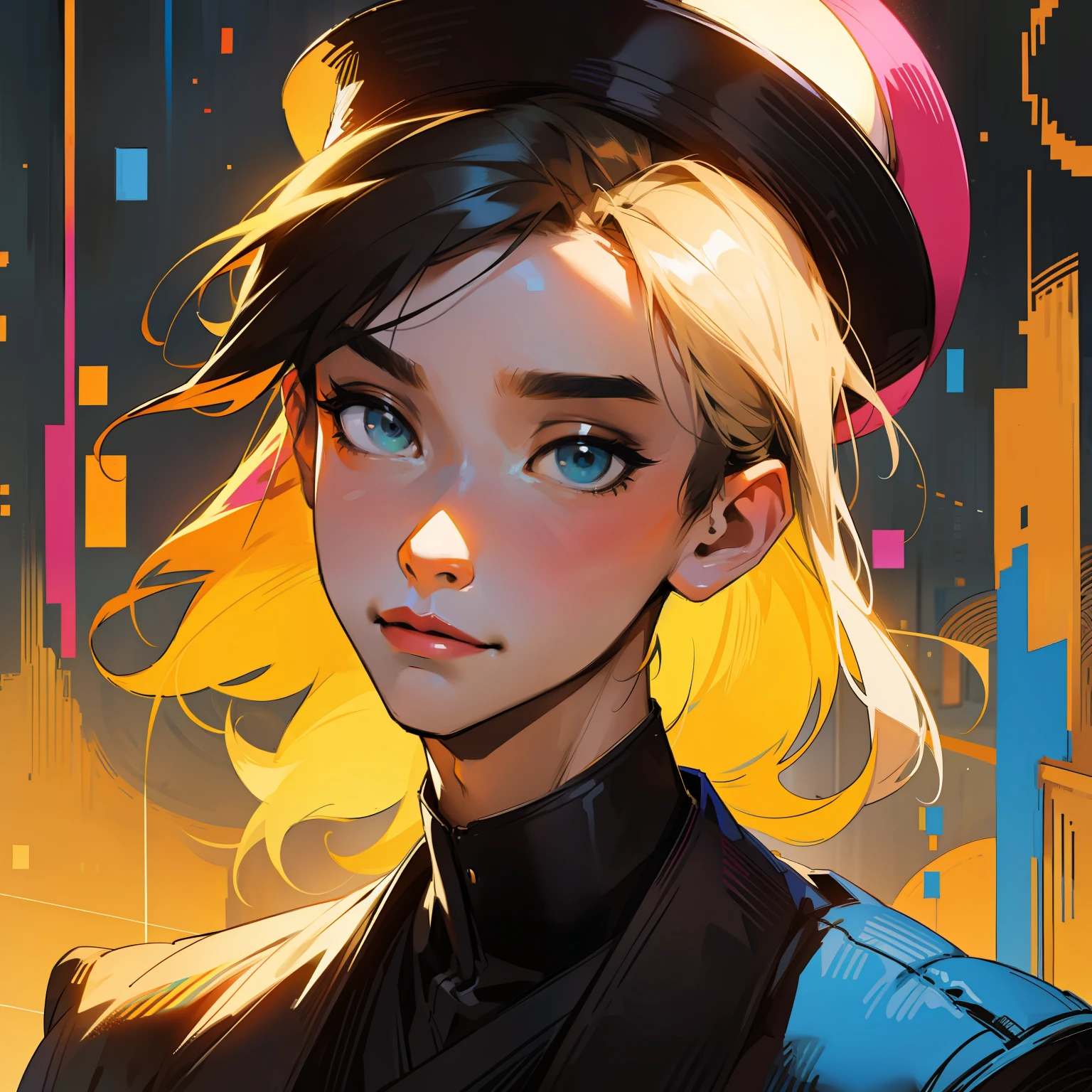 Pixel art、colourfull、male people、Hats、portraitures