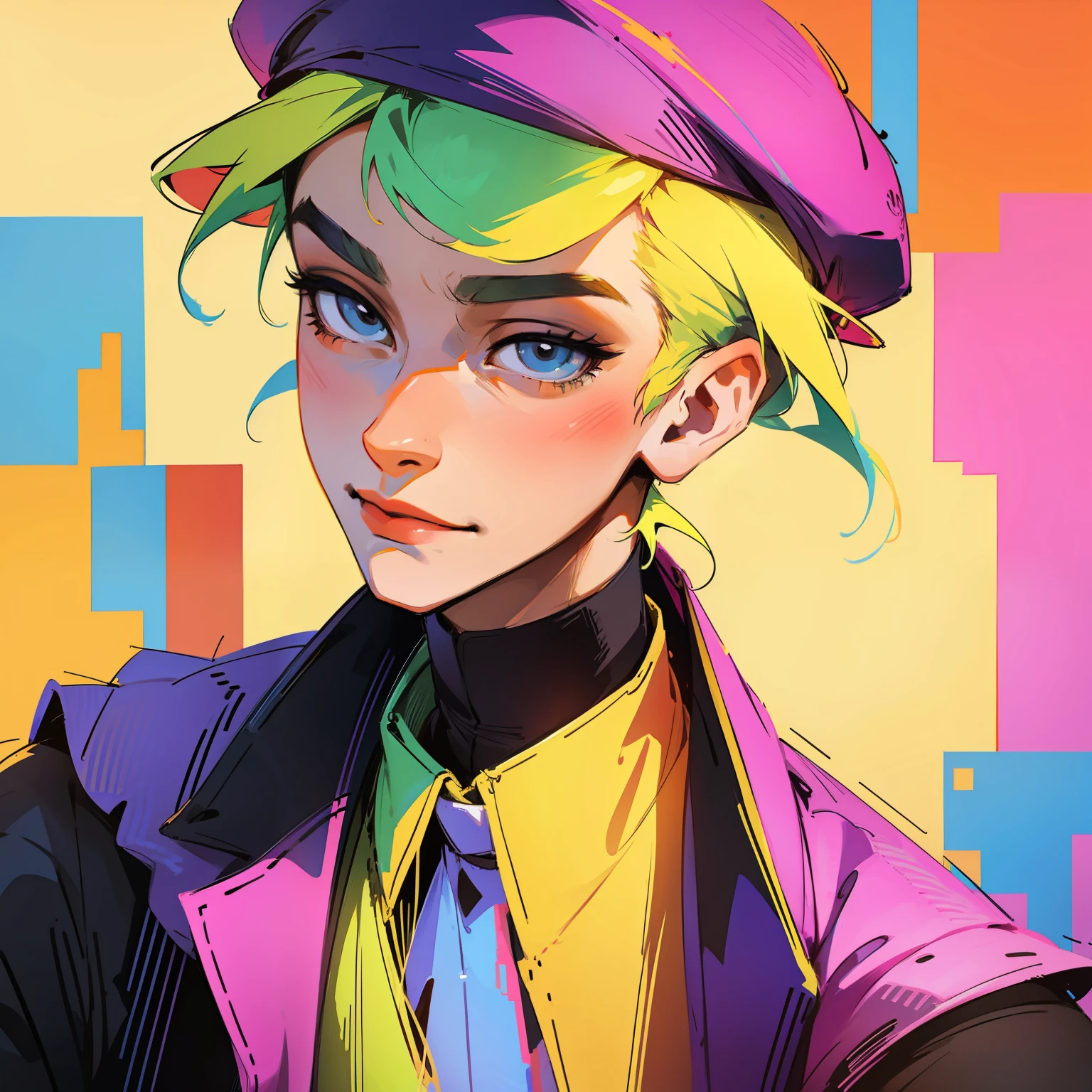 Pixel art、colourfull、male people、Hats、portraitures