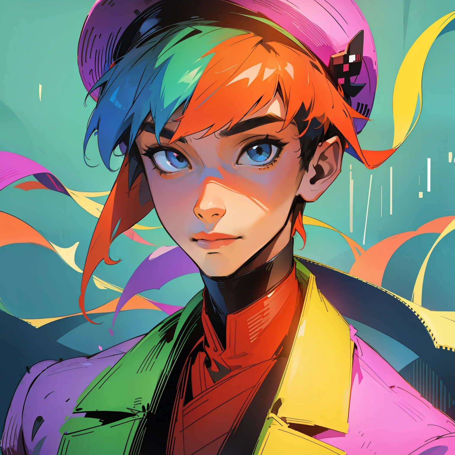 Pixel art、colourfull、male people、Hats、portraitures