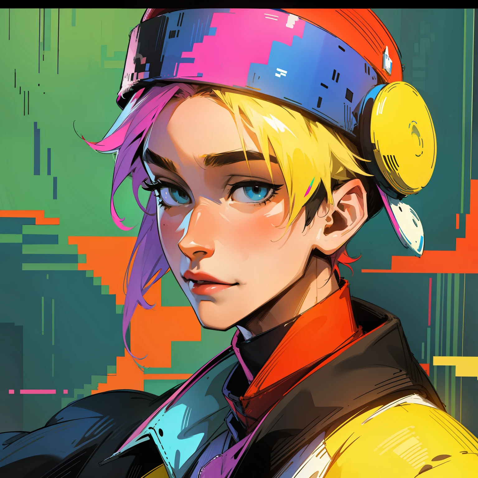 Pixel art、colourfull、male people、Hat hat、portraitures