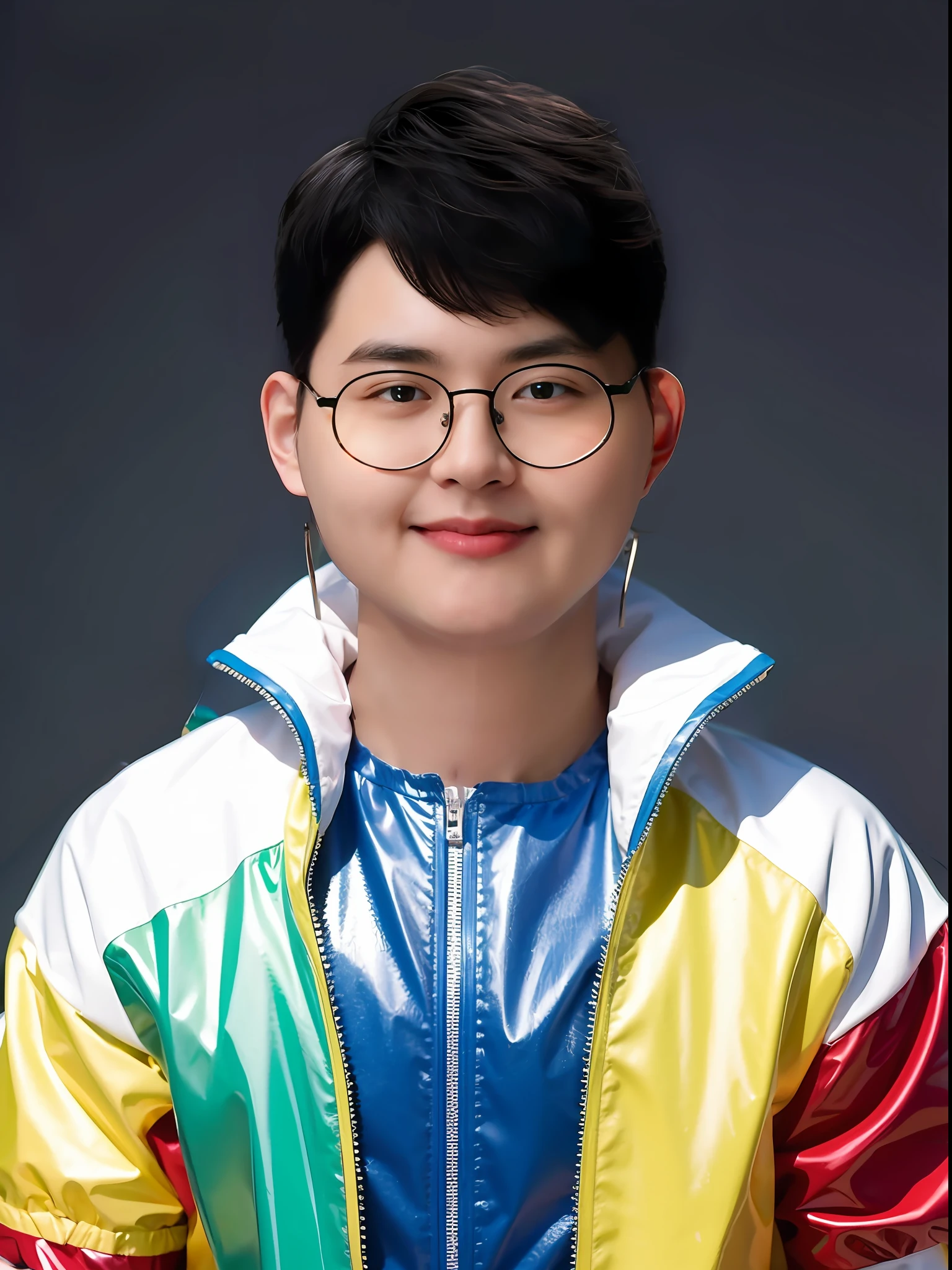 Chinese Boys' High School,Wearing PVC color short-sleeved casual clothes,There are zippers,There is a collar
