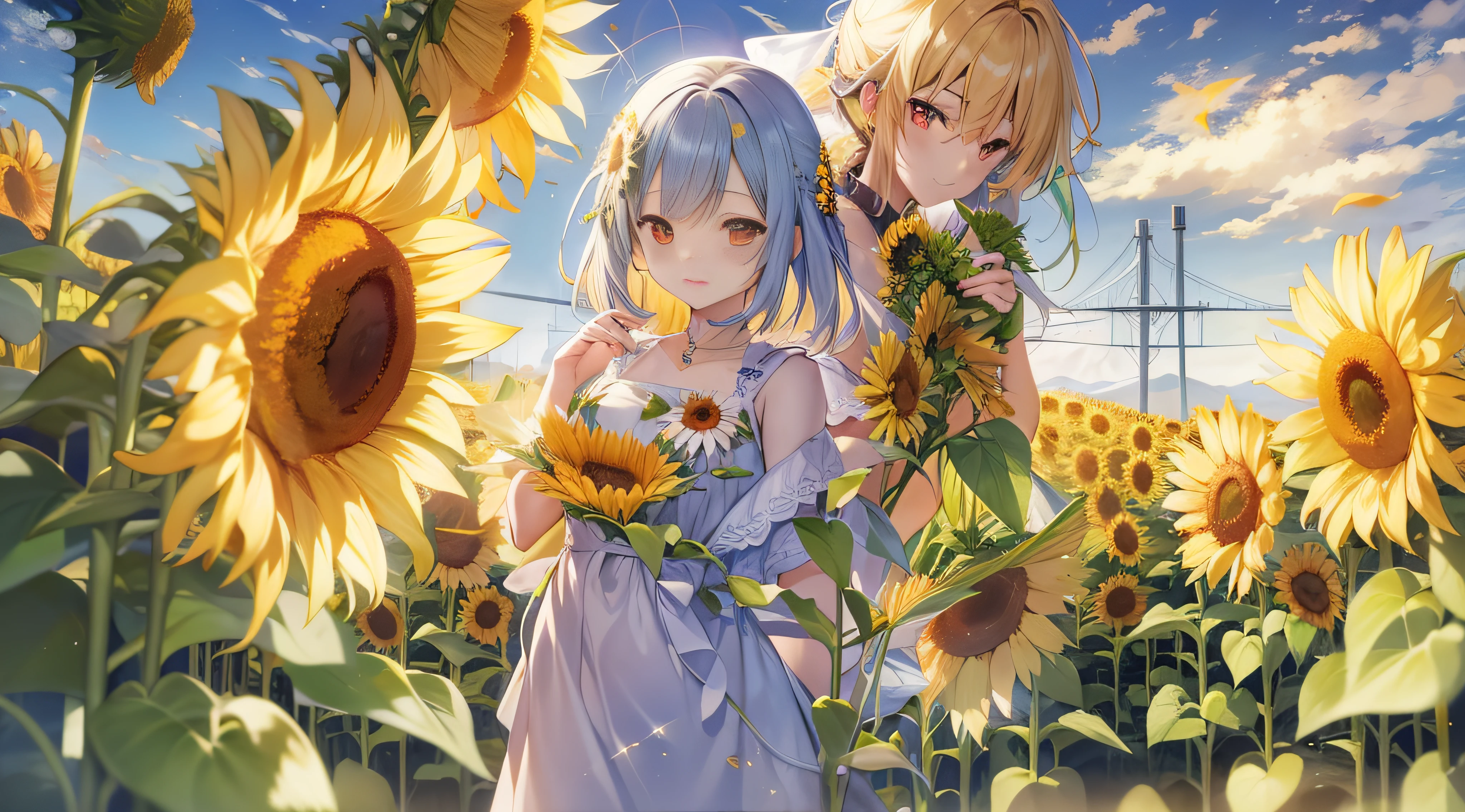 sunflowers fields、Beautiful sunflower、ren、twinkle、suns、stele、shimmer、optic