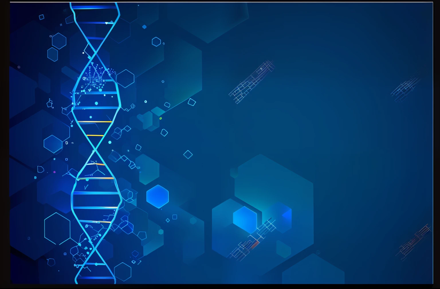 Blue background with DNA structure and hexagons, laboratory background, Scientific background, dna strands, DNA helix, random background scene, scientific depiction, dna experiment, amazing blue background theme, dna, High definition background, background-image, background artwork, cold pure color background, Biotechnology, High quality material BSSRDF, game background, Desktop background