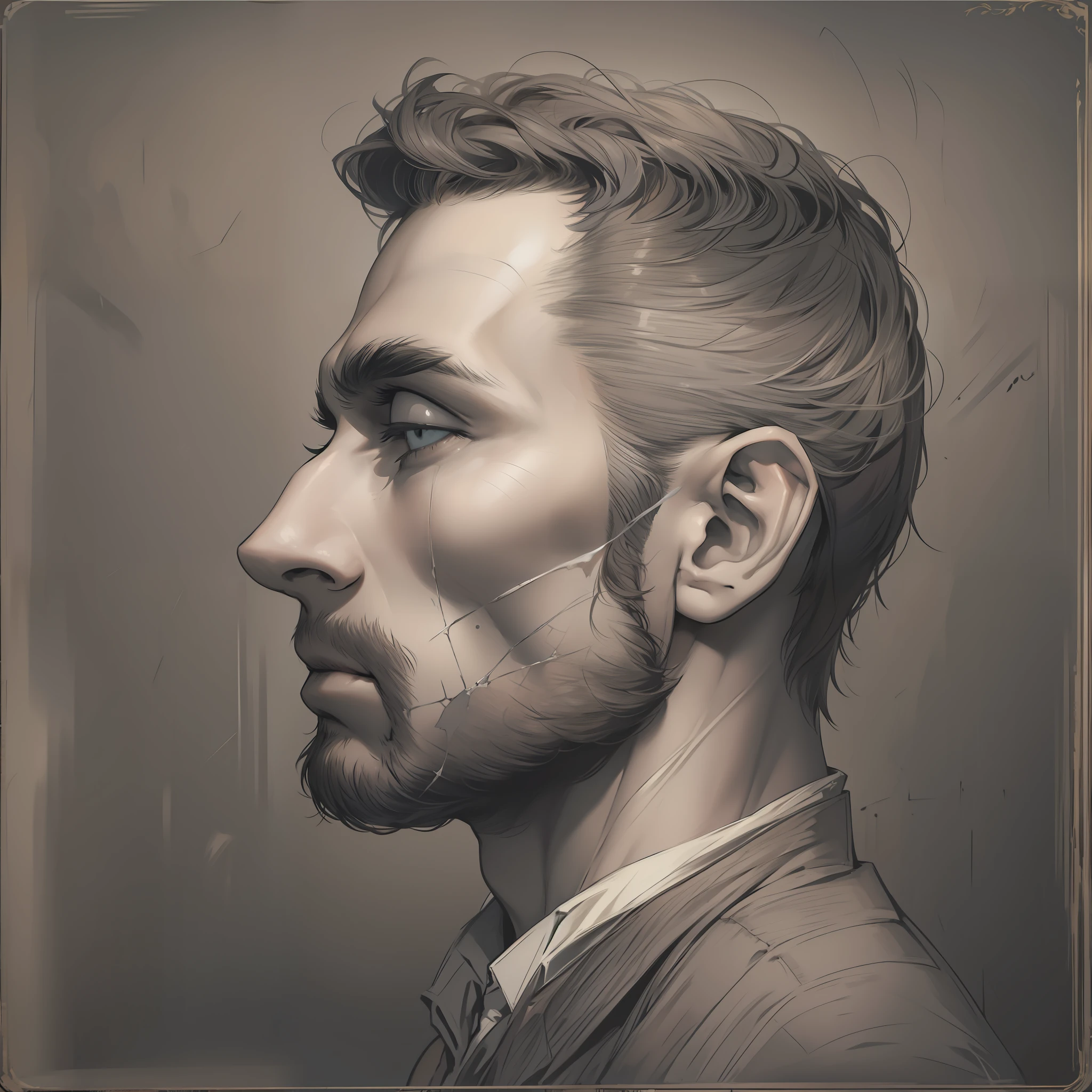 homem, close rosto de perfil