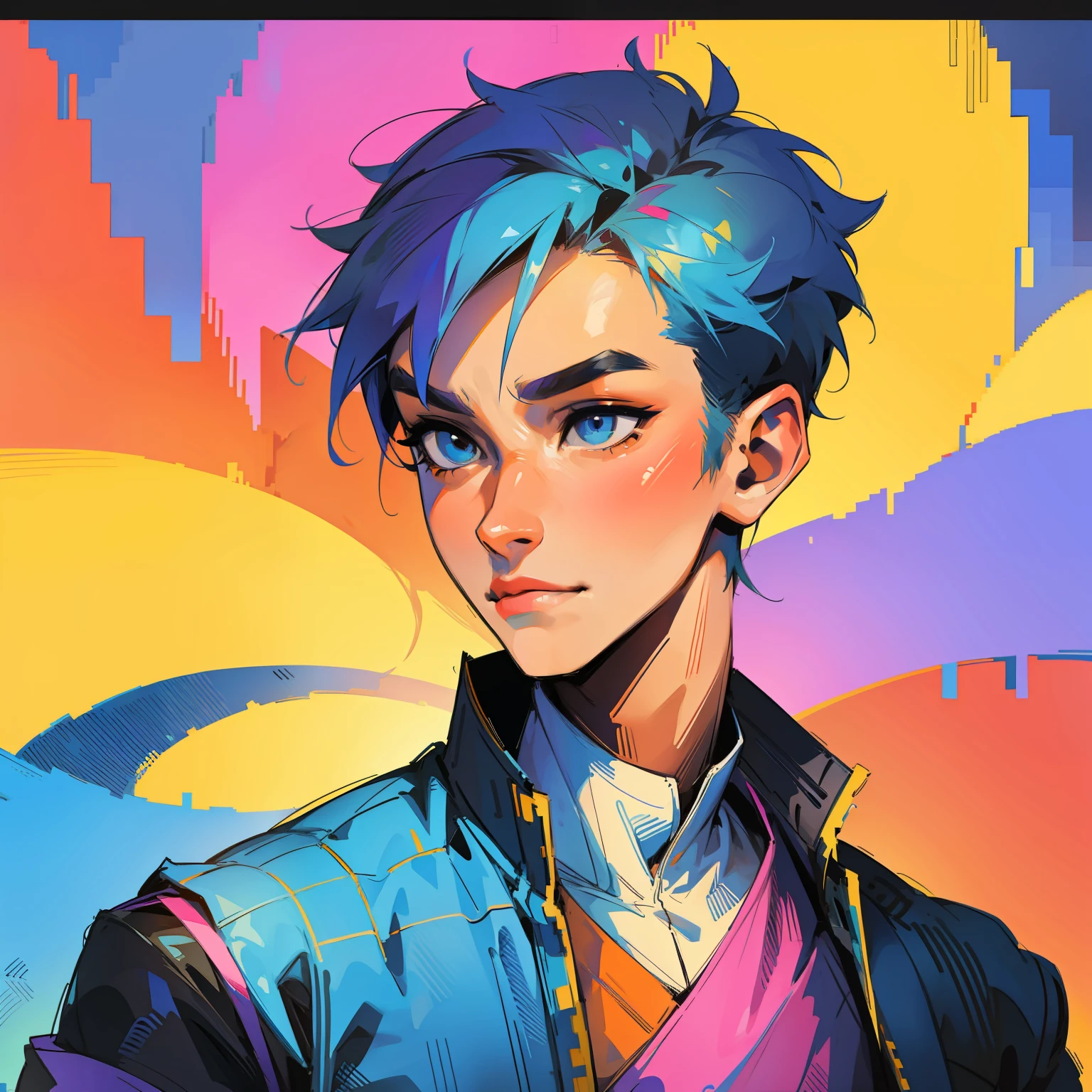 Pixel art、colourfull、male people、portraitures