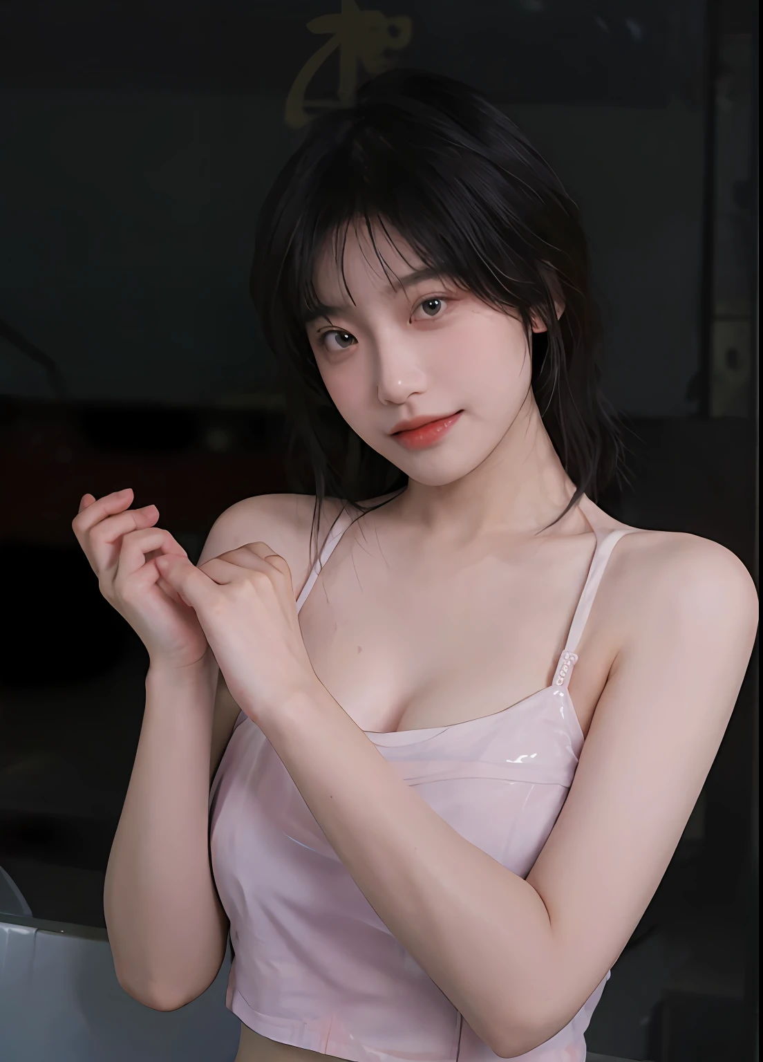 best qualtiy, 超高分辨率, (realisticlying:1.4), one-girl, A pair of clear and moving peach blossom eyes,Royal Sister,(full bodyesbian:1.2)a sense of atmosphere,a beauty girl, ssmile,sea beach,(full bodyesbian:1.2) looking at viewert, closeup cleavage ,(Photorealistic:1.4),1girll,Sexy,(Bikini:1.2),(Transparent bra:1.2),(Big breasts:1.4),(Upper body:1.4),(Wet body),(:1.2)