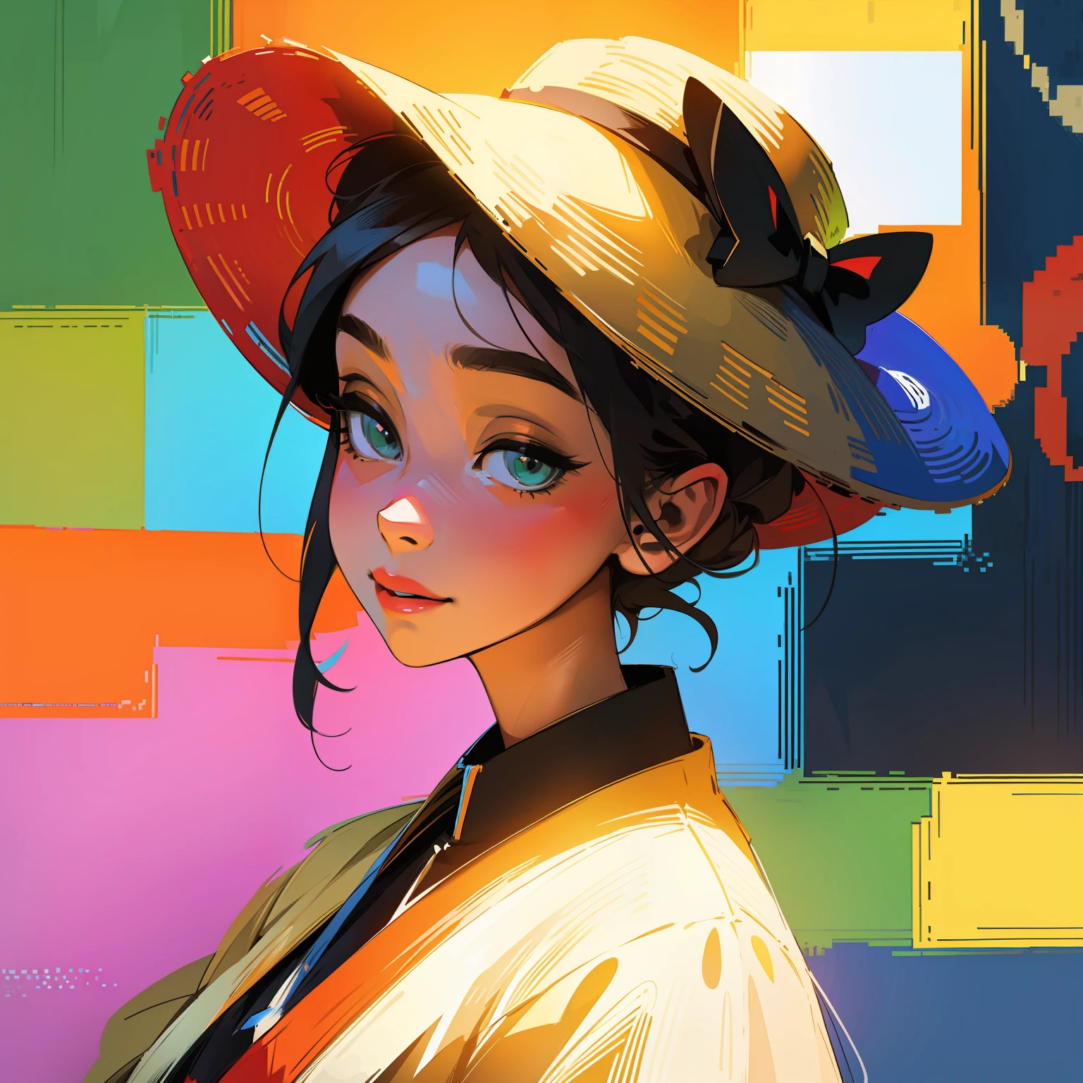 Pixel art、colourfull、Americana、aunt、Hats、portraitures
