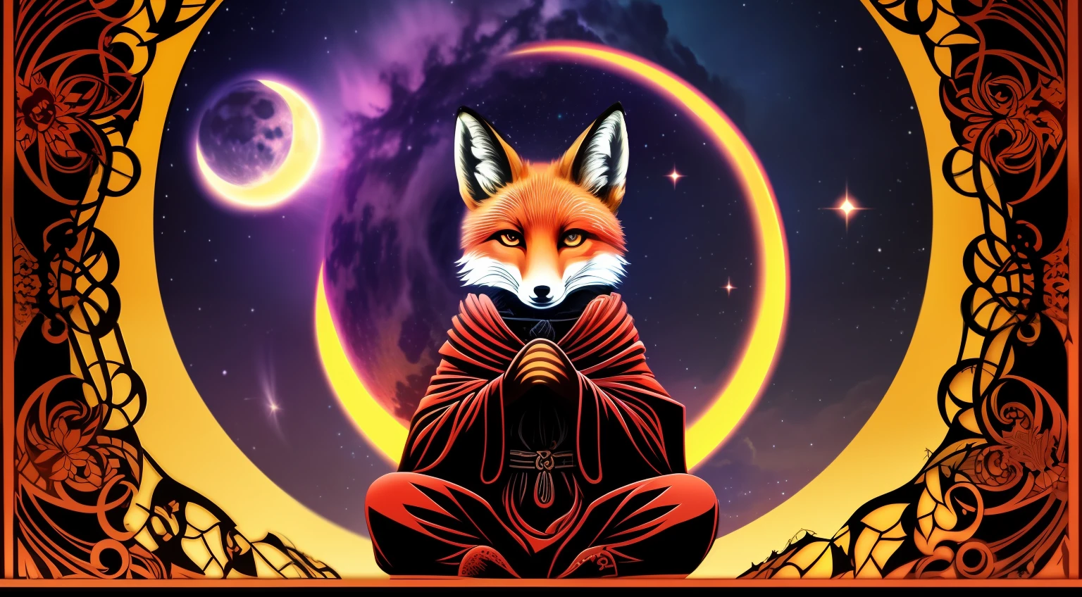 Only the fox god knows,Messenger of God、Fanciful、Apocalypse、Countless torii gates、Big black presence、BlackKnight、Resistance、Galaxy、Red Moon、mandalas、Graphic Noise、Light distortion