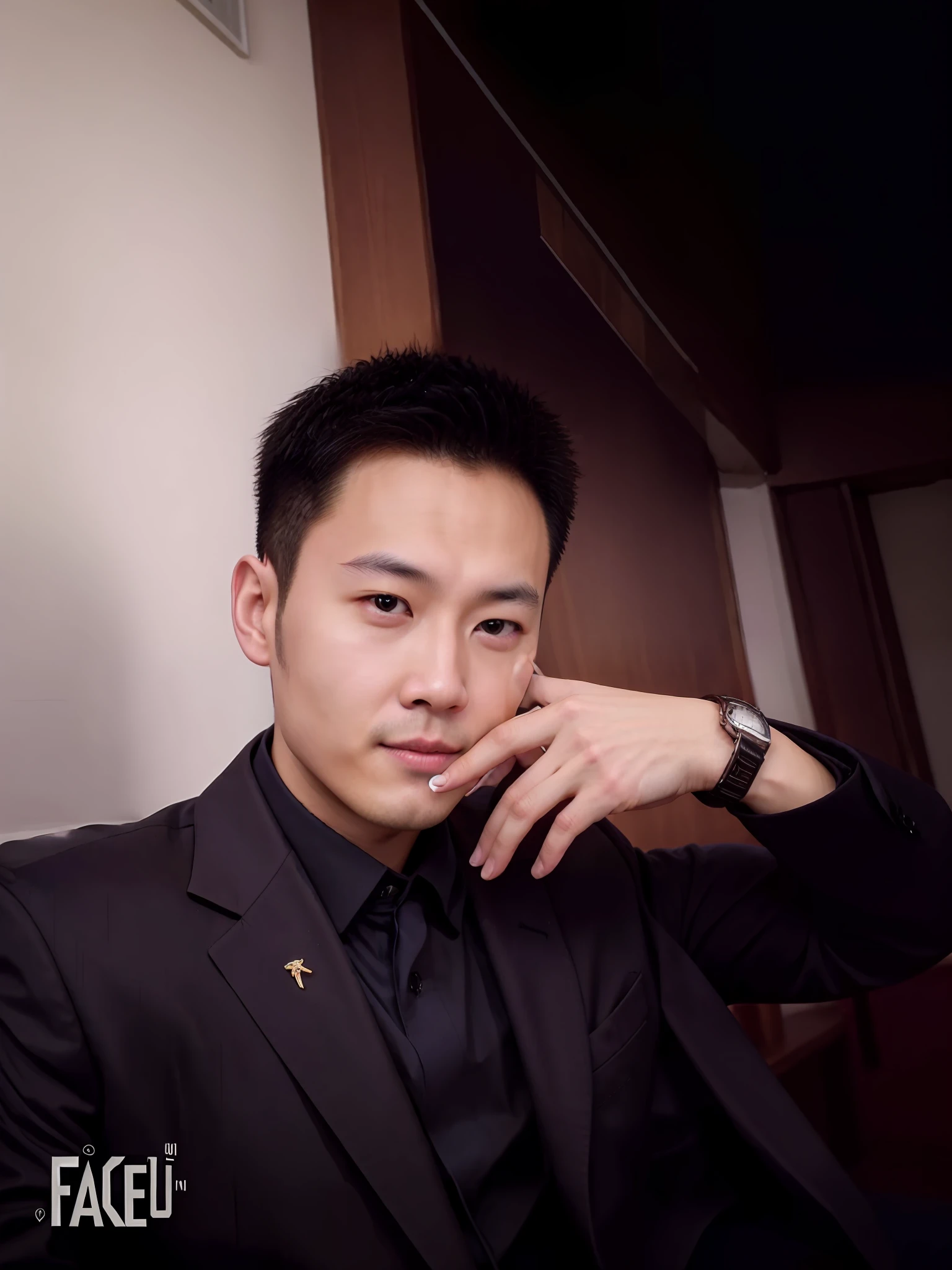 There was a man in a suit sitting on the phone, xintong chen, zeng fanzh, 2 , steve zheng, 2 7 years oldn, jinyiwei, Lin Qifeng, justin sun, huifeng huang, peter xiao, Leng Jun, 2 9 years old