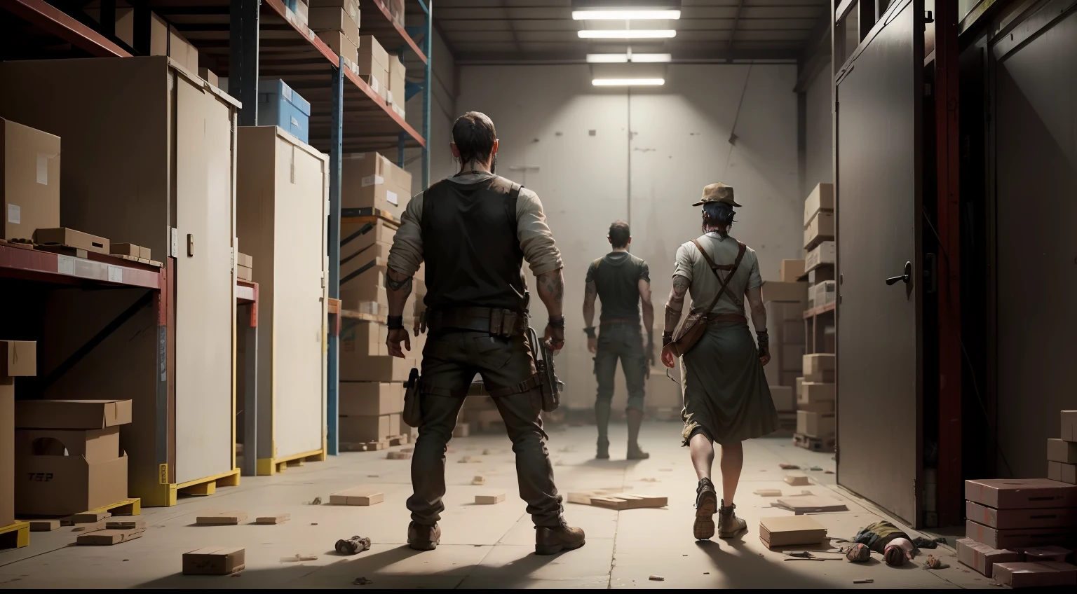 The two decided to take a break in the warehouse,Build up your strength,Waiting for the dawn,Hopefully, more survivors can be found,Engage in a life-and-death battle with zombies。