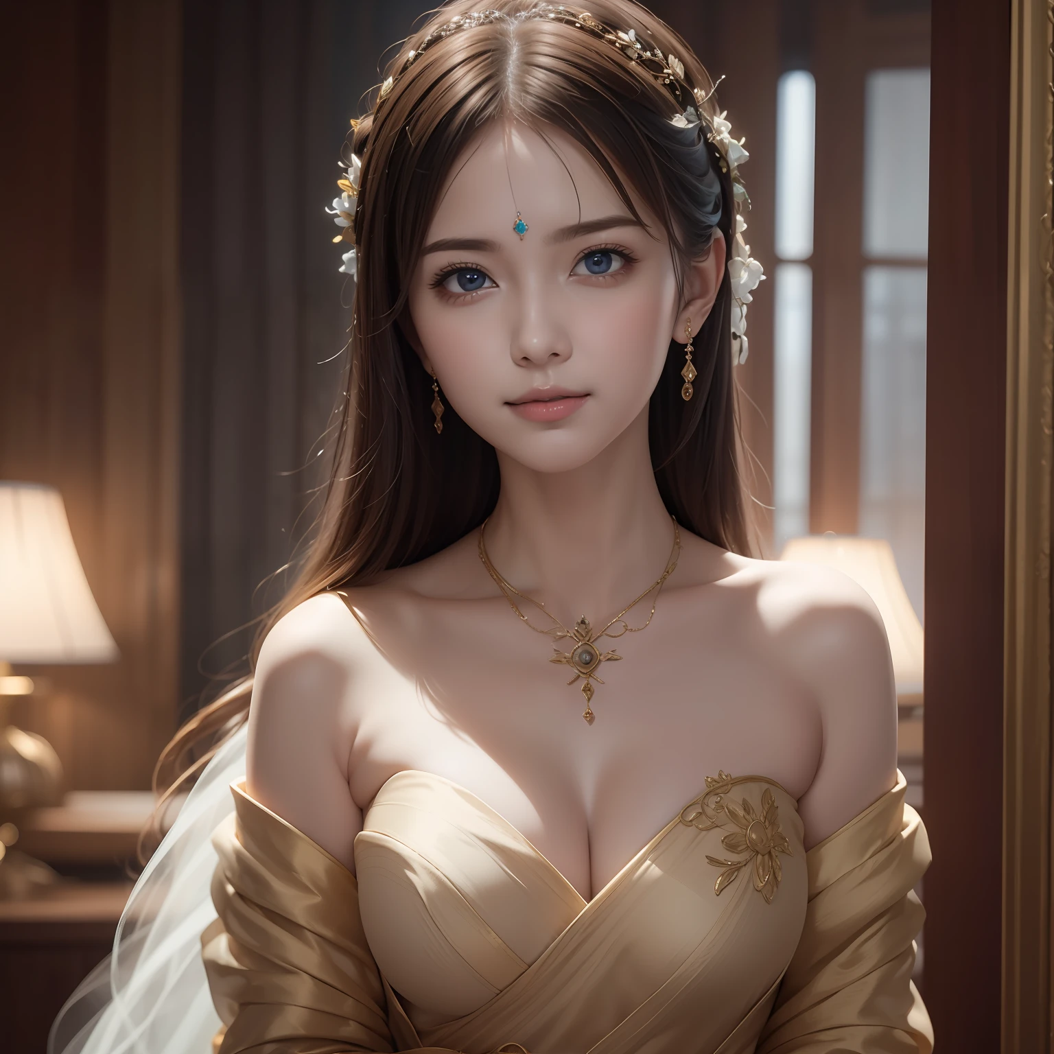 (RAW photos, highest quality), (realistic, photorealistic: 1.3), highest quality, masterpiece, very delicate and beautiful, highly detailed, CG, unity, 2K wallpaper, wonderful, beautiful to detail, masterpiece, light smile, highest quality, highly detailed CG Unity 8k wallpaper,