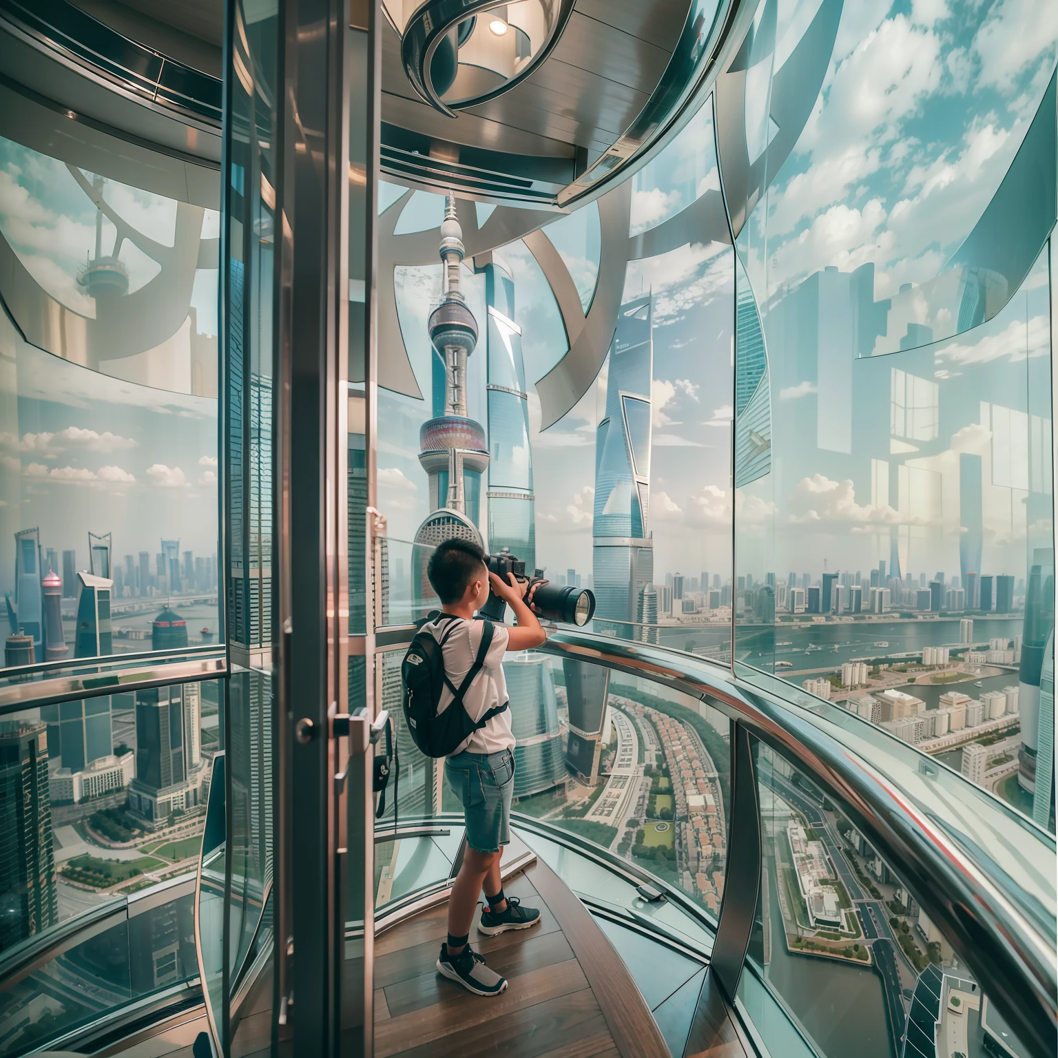 Apartment on the 108th floor of the Shanghai Tower,Overlooking the whole family,Canon shooting,See the Bund with a telescope