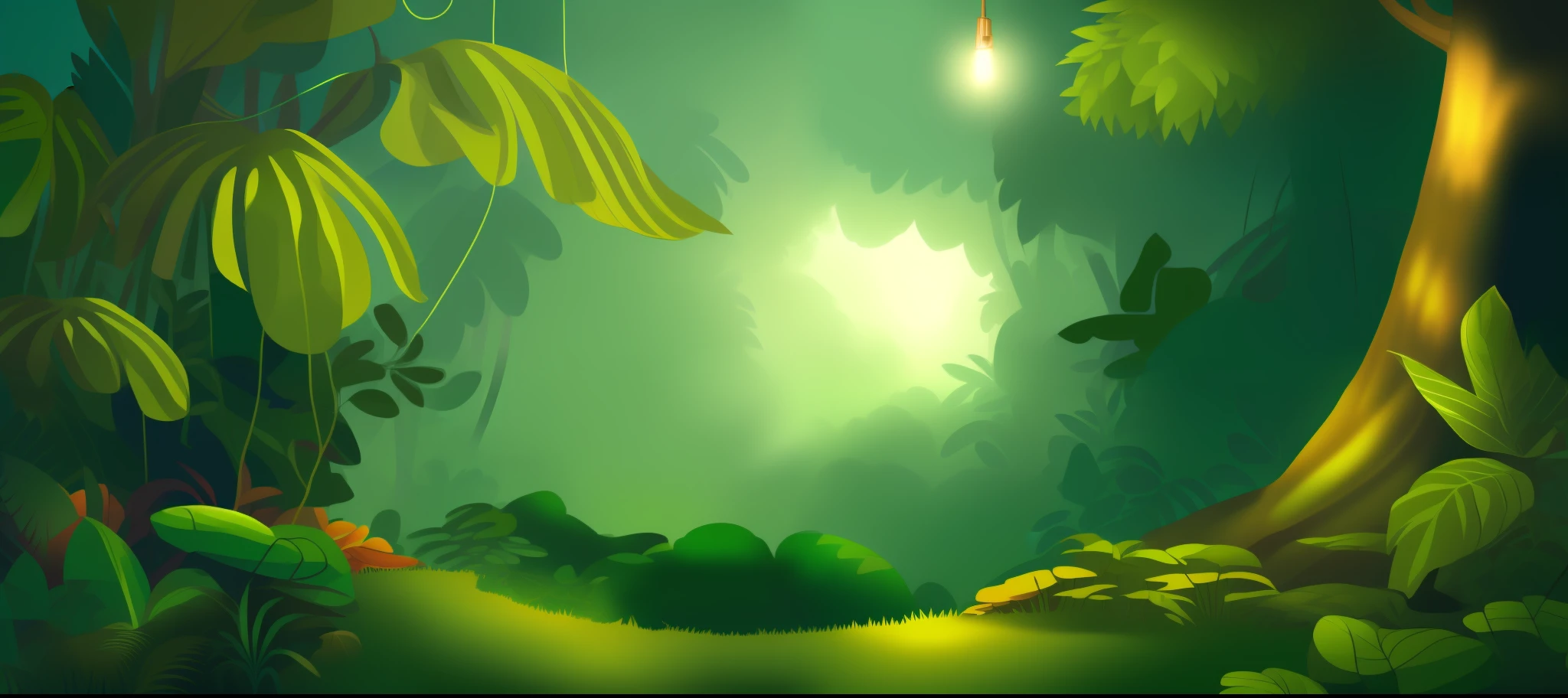 Cartoon illustration of jungle,There are a lot of plants and trees, background artwork, arte de fundo, 2 D game art background, background jungle, 2d game background, 2d game environment design, jungle backdrop, Mobile game background, game background, forest backgrou, soft forest background, light kingdom backdrop, lush surroundings, magical forest backround, jungle setting, Green jungle background