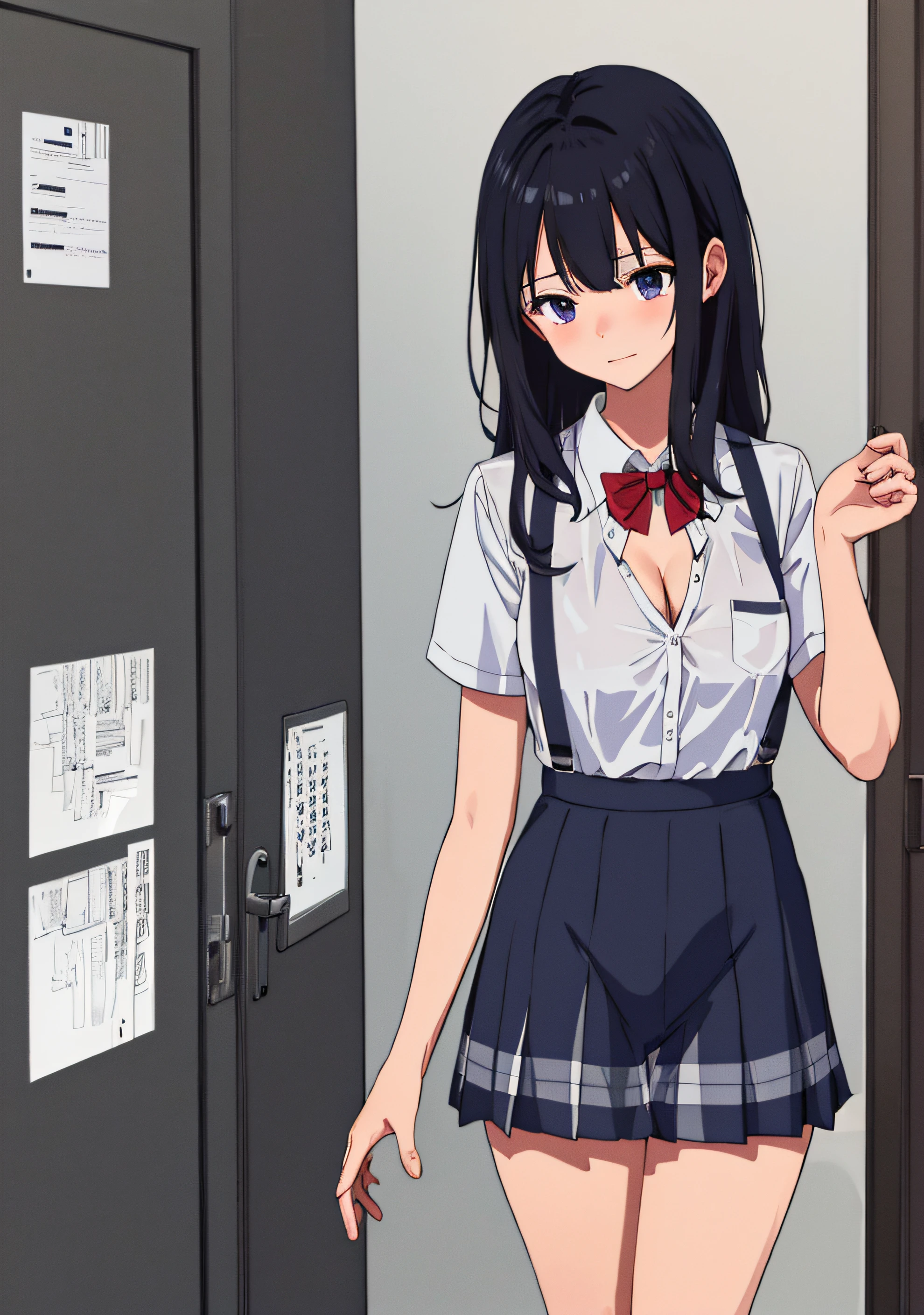 (masterpiece, top quality), 1 girl, NSFW, Schoolgirl uniform, Shy, Show off, cleavage, Panties, Sheer, Flashing, Nipples, transparency