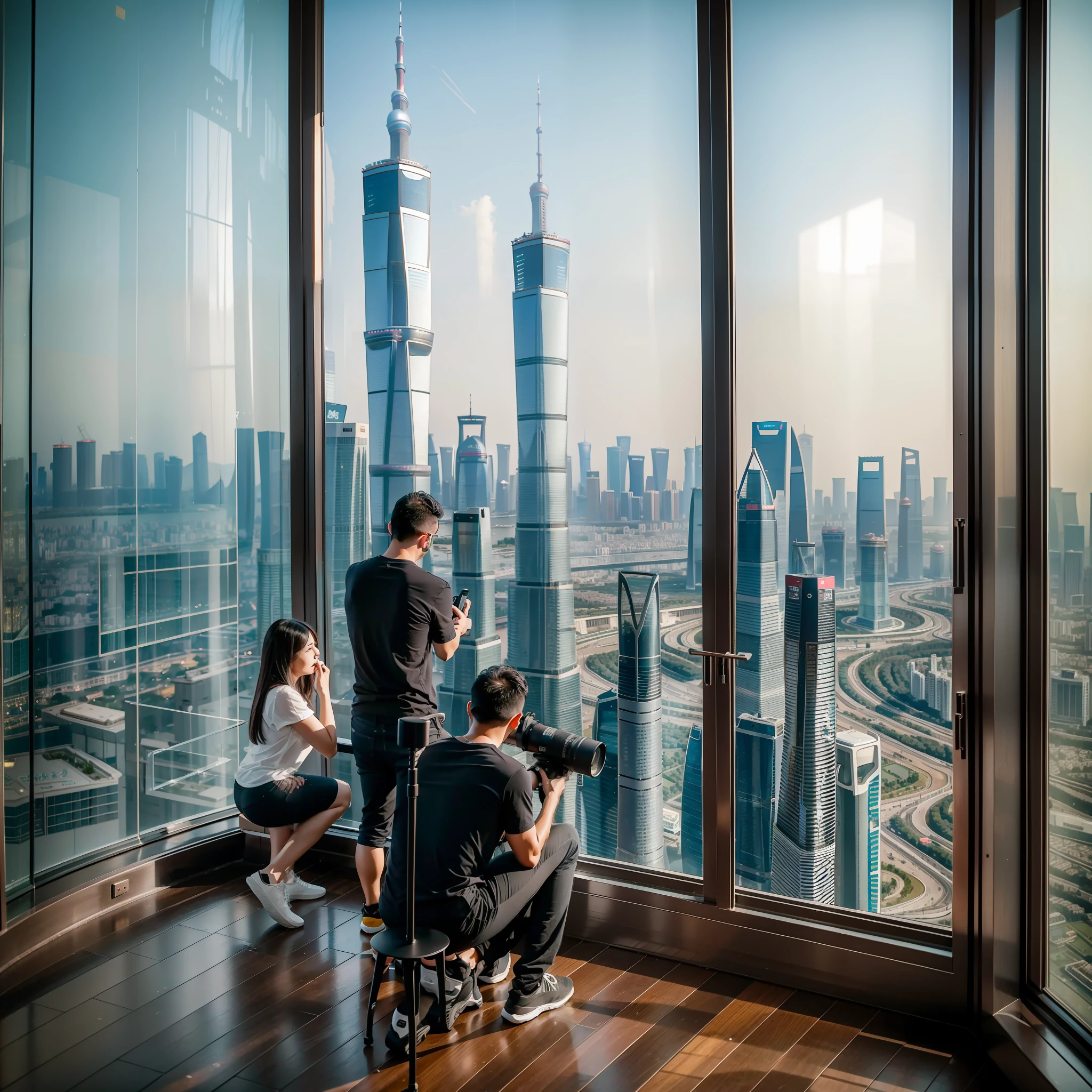 Apartment on the 108th floor of Shanghai Tower,Overlooking the whole family,Canon shooting,See the Bund with a telescope