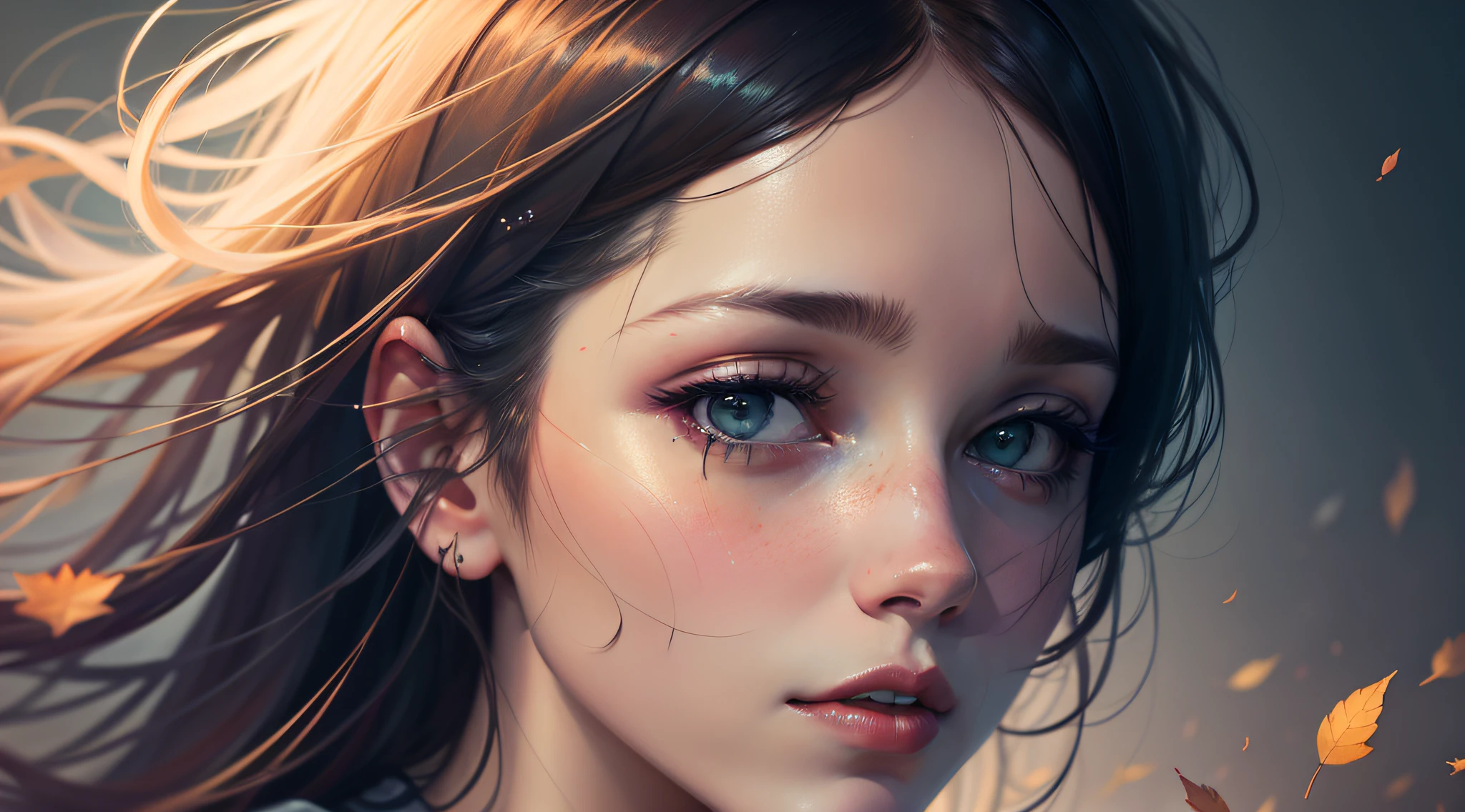 Agnes Cecile's woman,Luminous design,pastelcolor,Ink drops,Autumn lights masterpiece 4k