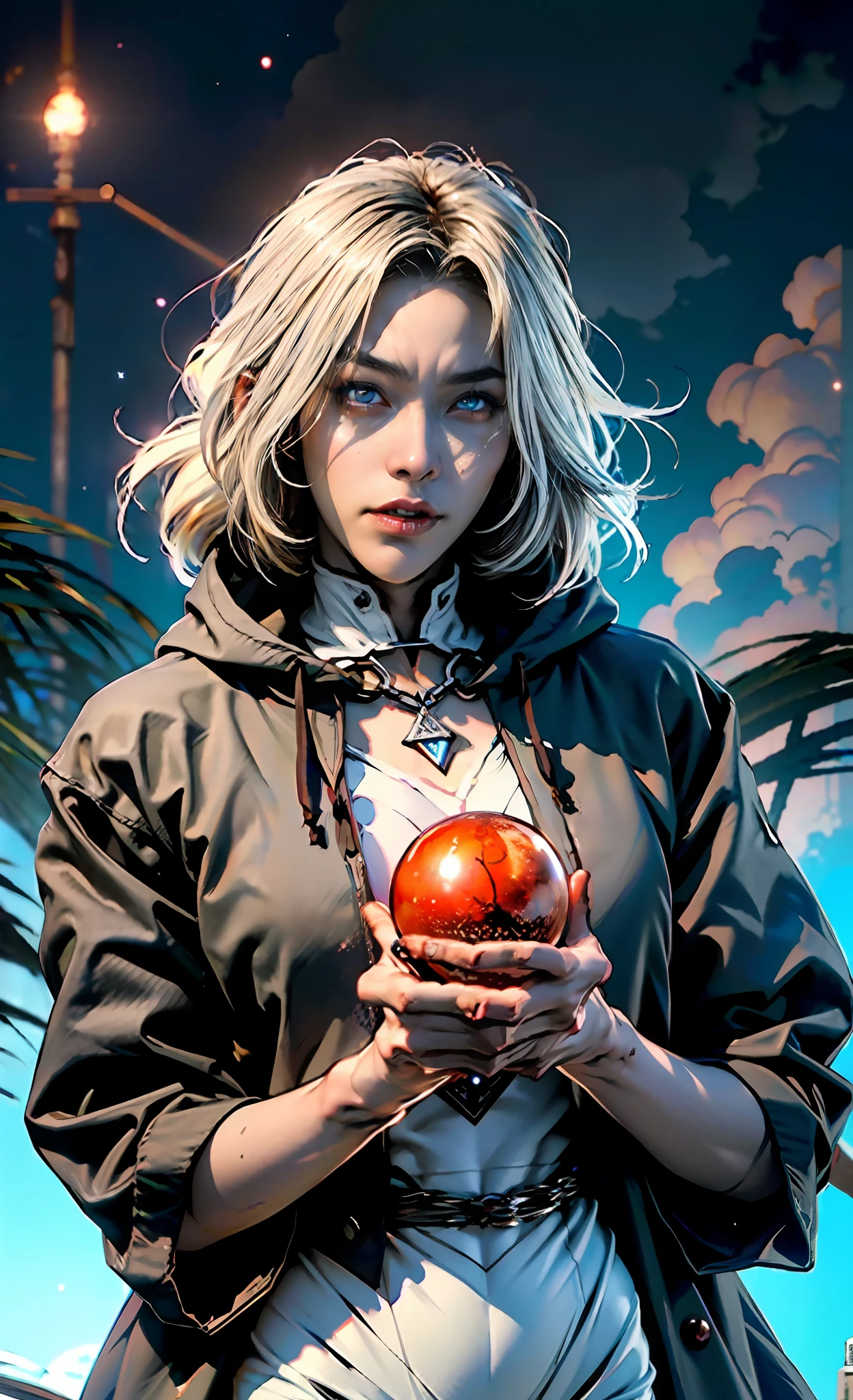 (absurdes, ah high, ultradetailed), ((A  girl)), a 1girl, androgynous vampire, High Stability, ((white colored hair)), pubic tattoo, ((Holds a magic sphere in his hands:1.6)). ((чрезвычайно детализированные обои CG unity 8k, intricate detials, (style-swirlmagic: 0.8), portraite of a, looking a viewer, 独奏, (full length: 0.6), dynamicpose, Detailed background, Madness in the eyes, floating in the air,  A Necromancer, Evil to the bone, Red clouds, casting spell, fireball, Dark hooded mantle, The Dark Circle, Underworld, Warhammer theme, bringer of false light, Dark clouds, floating chunks of dirt, decadence, Outgoing evil energy, dark aura, Broken shackles)), (cowboy  shot) junji ito 4 k, with long gray hair, ito junji art, style of junji ito, portrait of sadako of the ring, Gentle androgynous princess , Beautiful androgynous princess, nice feet, detailing, Burst breasts, extra high resolution, 8K, (Lovely Medium Breasts), perfect ???????, (shapely body), Beautiful slender legs, Extremely detailed eyes and face, beautiful detail eyes, extremely detailed body, ((Gloomy color scheme:1.6))