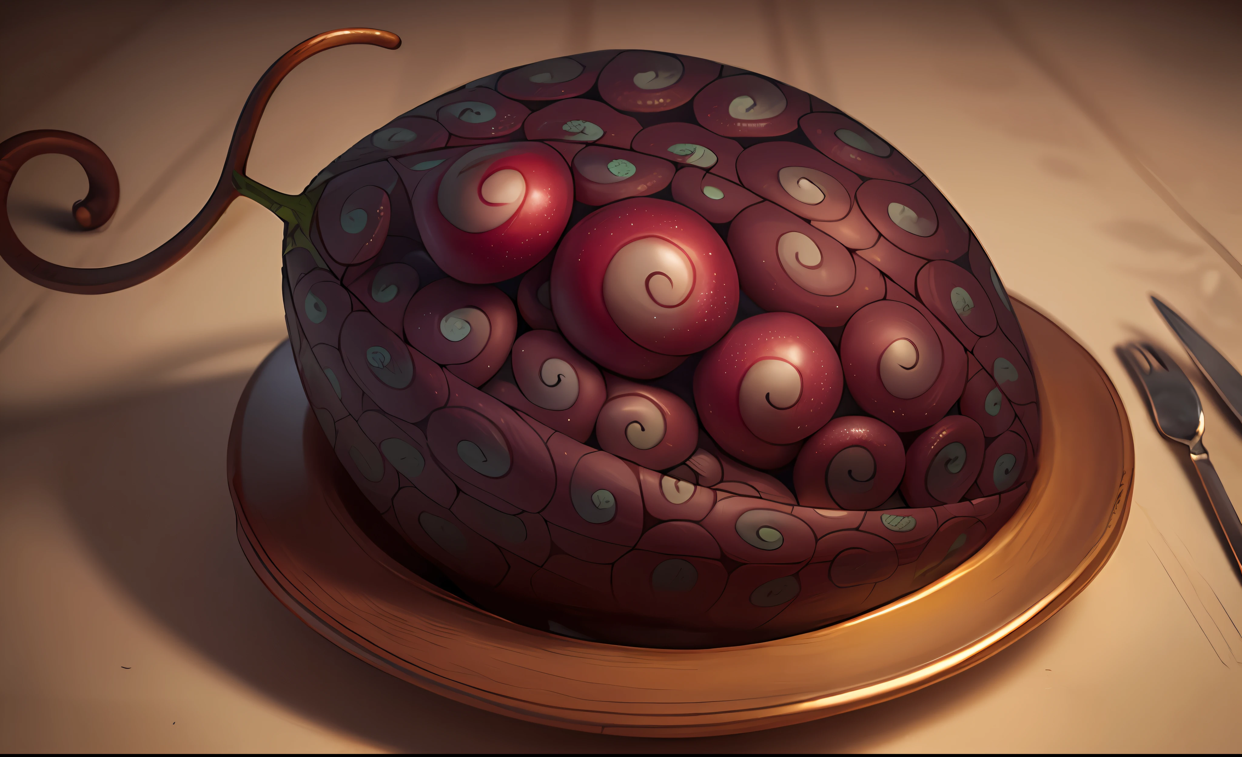 still-life，Devil Fruit,, conceptual art, macro photograph, kanon, Super detail, High details, Best quality