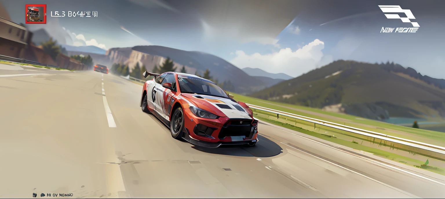 Close-up of a car driving on a road near a mountain, video game screenshot>, inspiring, hd screenshot, nipple play, ps 3 screenshot, Game CG, gameplay still, realistic cars, new vehicle, high quality screenshot, hd screenshot, racer, racer, In 2020,Rally cars,video game screenshot, sports cars, gameplay screenshot with ui