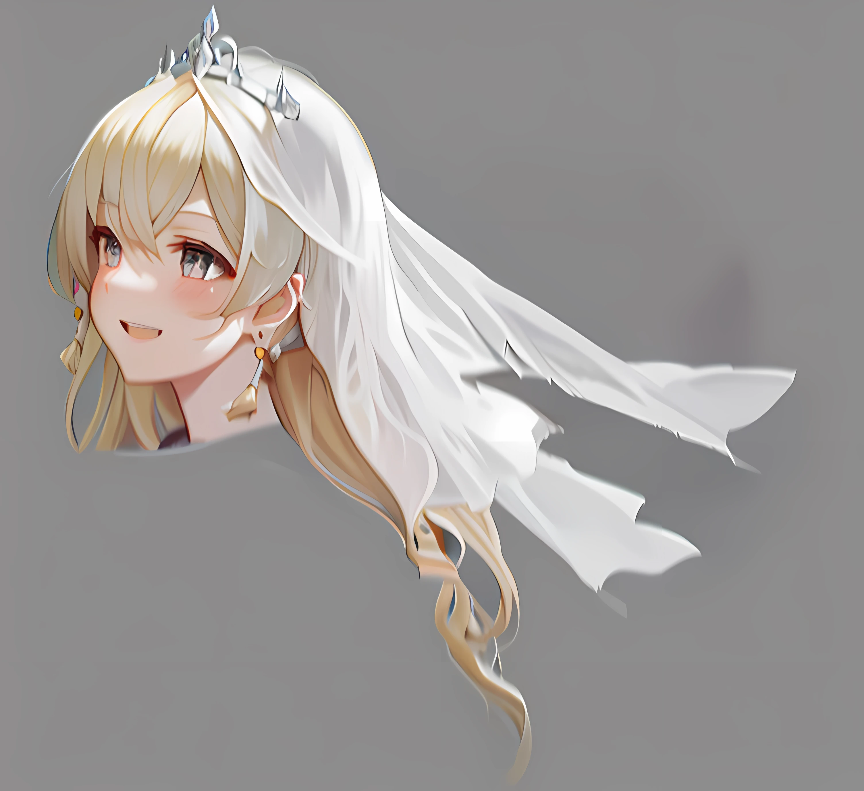 tmasterpiece，A high resolution，best qualtiy，1girl ,Flowing head，hijabi sluty，Silvery crown，Yellow hair，ssmile