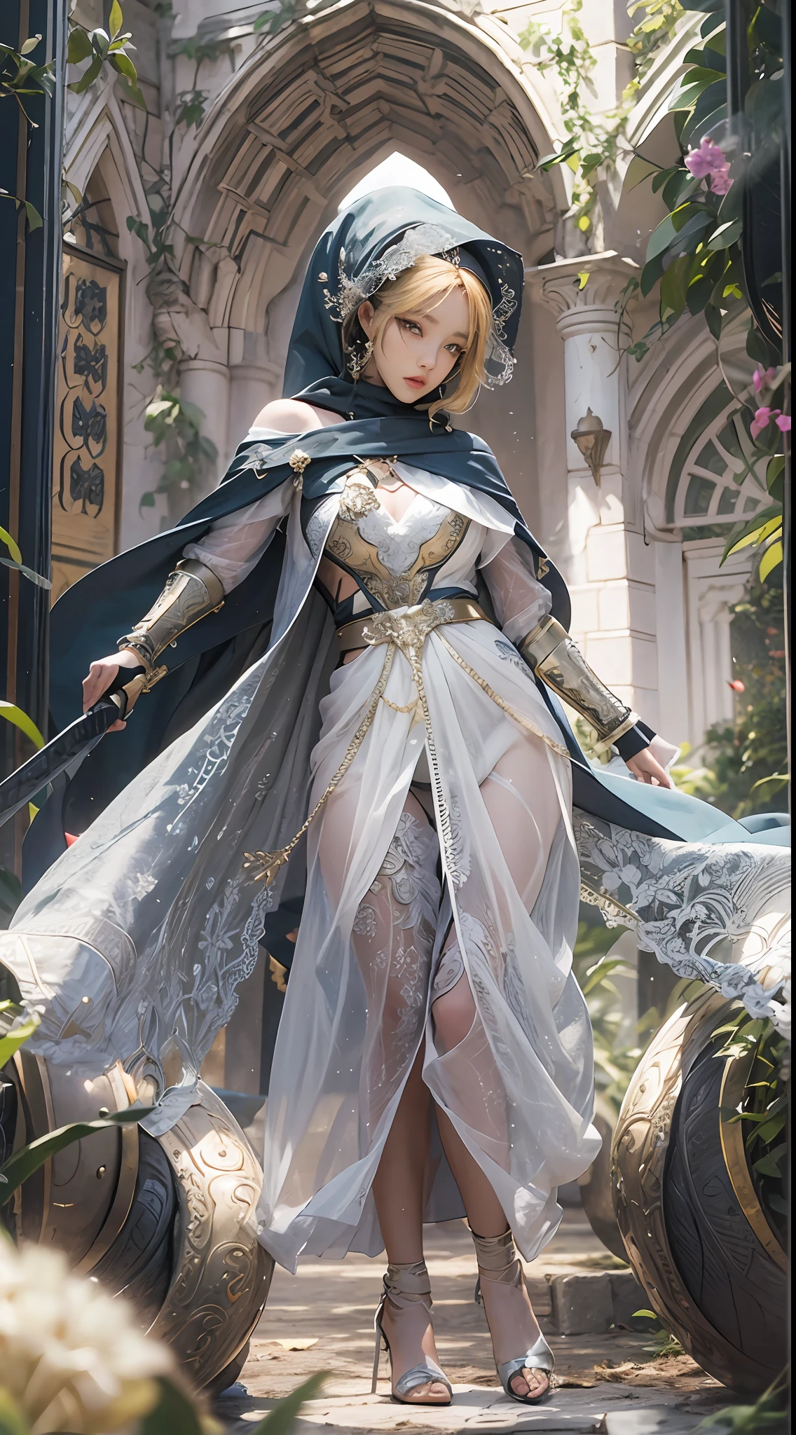 masterpiece, best quality, cinematic light, ultra high res, 8k uhd, intricate details, nature light, film grain, dreamlike, perfect anatomy, best shadow, delicate, RAW>, pleasured expression, spotless face, perfect face, perfect body, expressive eyes, 2girls, wearing cape hijab, attacking each other, sword fighting on the battlefield in front yard of a sultan palace, whole body covered by long dress, wearing full body battle armor, chest cover accessories, non-transparent clothing, kpop idol face, perfect face, perfect body, big chest, 2girls, wearing cape hijab, attacking each other by swords, sword fighting on the battlefield in front yard of a sultan palace, whole body covered by battle armor, chest cover accessories, non-transparent clothing, non-exposed body skin, kpop idol face, perfect face, perfect body, big chest, a beautiful woman, wearing cape hijab, whole body covered by battle armor, standyng on the flower garden in front yar of a mosque, holding swords, angry face, kpop idol face, perfect face, perfect body, big chests,