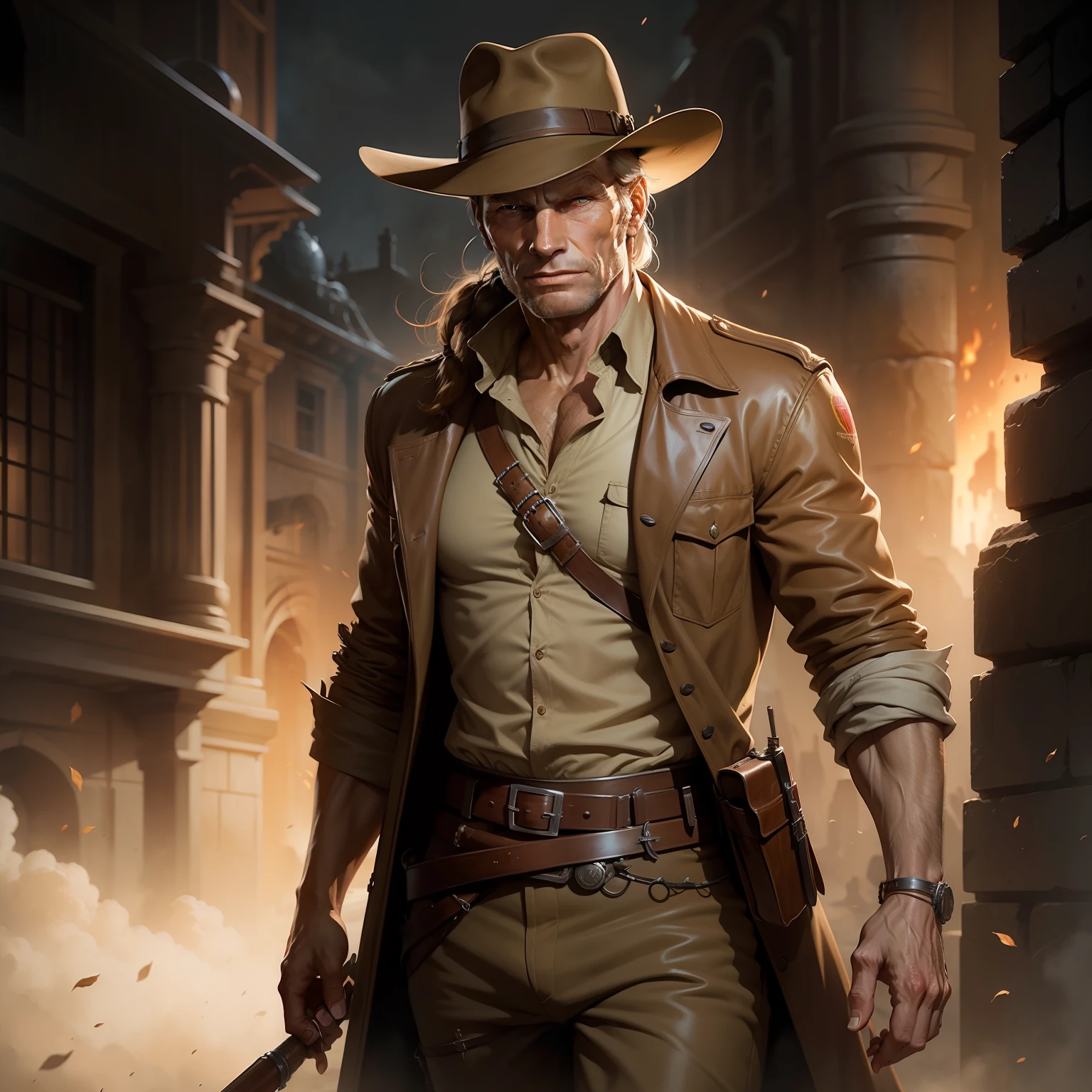 Charlton Heston As Indiana jones, concept art, 4k