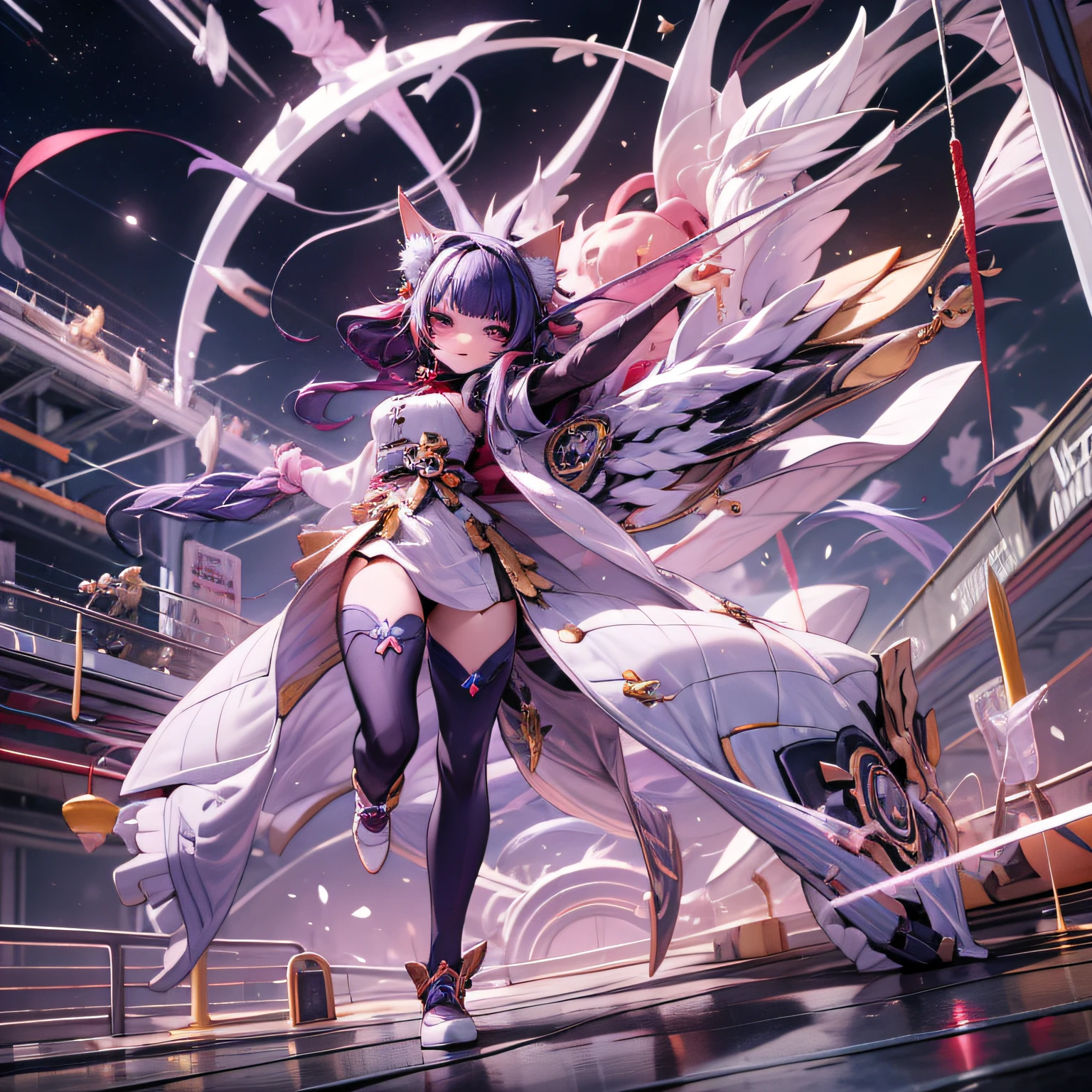 blink, chibi, Complete broker, Mega Mini, cartoon, The body is steel., Metal., The legs are steel., Metal., My favorite cat ears, Running into space, The wings are steel., Metal., The gun is metal steel., Cyber Breed, Action, fight