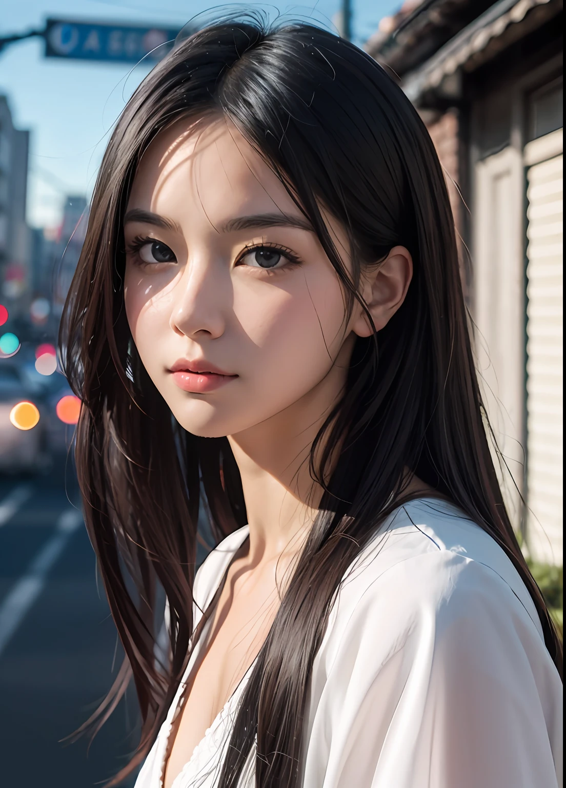 (best-quality:0.8),
(best-quality:0.8), perfect anime illustration, extreme closeup portrait of a pretty woman walking through the city