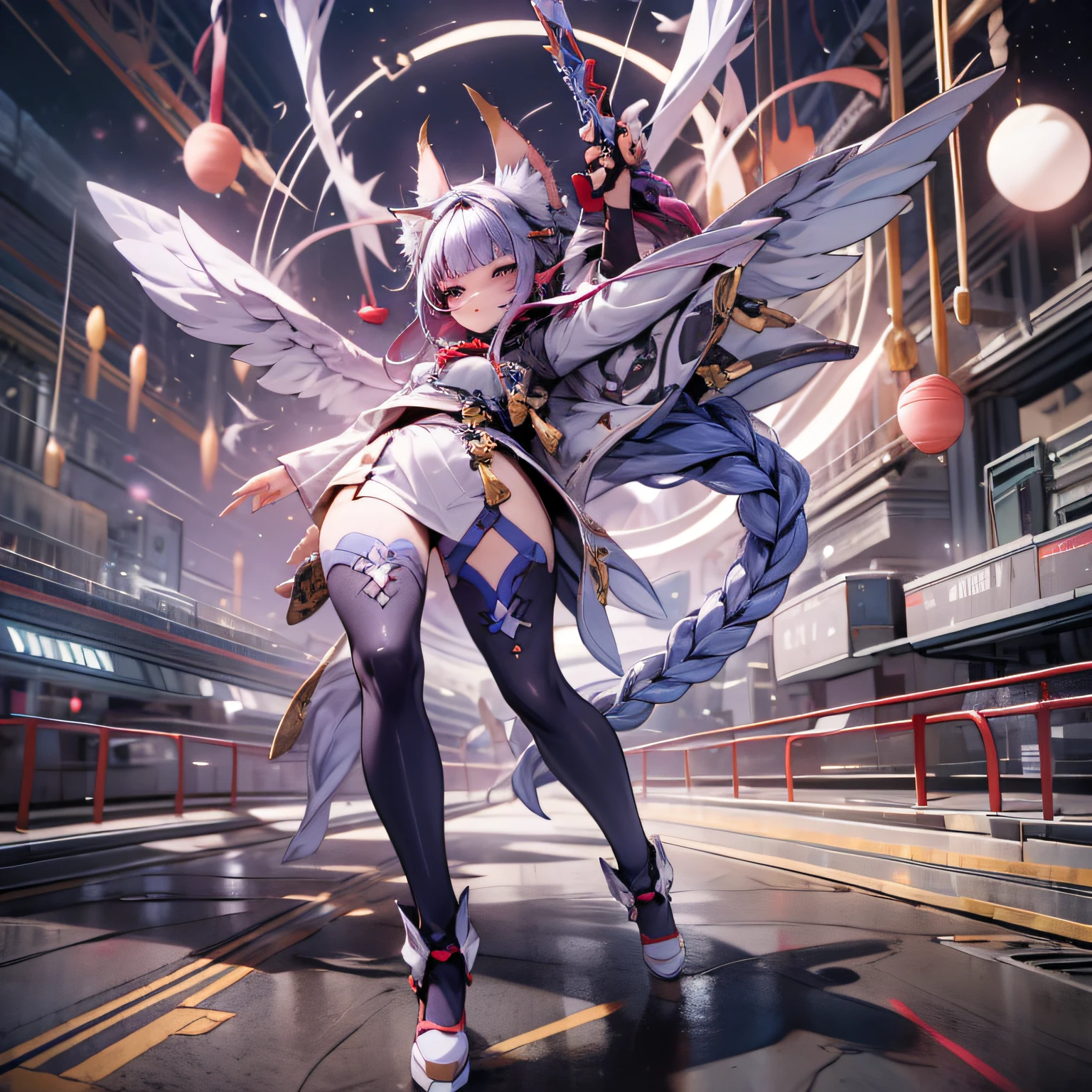 blink, chibi, Complete broker, Mega Mini, cartoon, The body is steel., Metal., The legs are steel., Metal., My favorite cat ears, Running into space, The wings are steel., Metal., The gun is metal steel., Cyber Breed, Action, fight